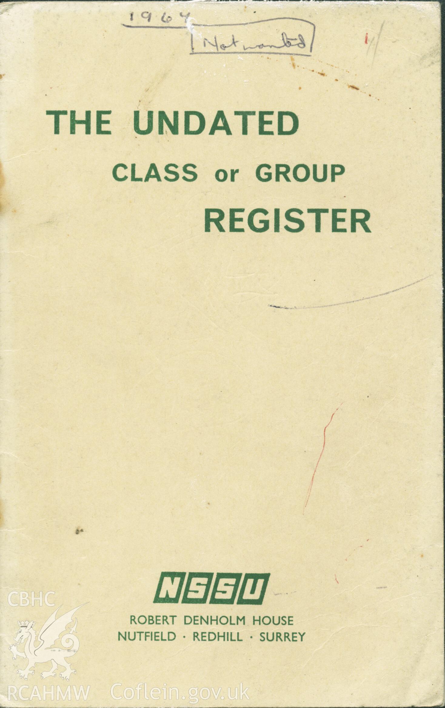 Llwynrhydowen Sunday School Class register 1967. Donated to the RCAHMW during the Digital Dissent Project.