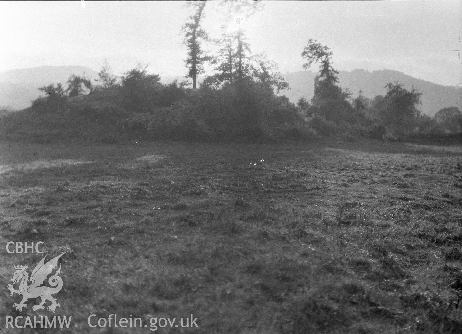 Digital copy of a nitrate negative showing Battle Tump, Llanelly. From the Cadw Monuments in Care Collection.