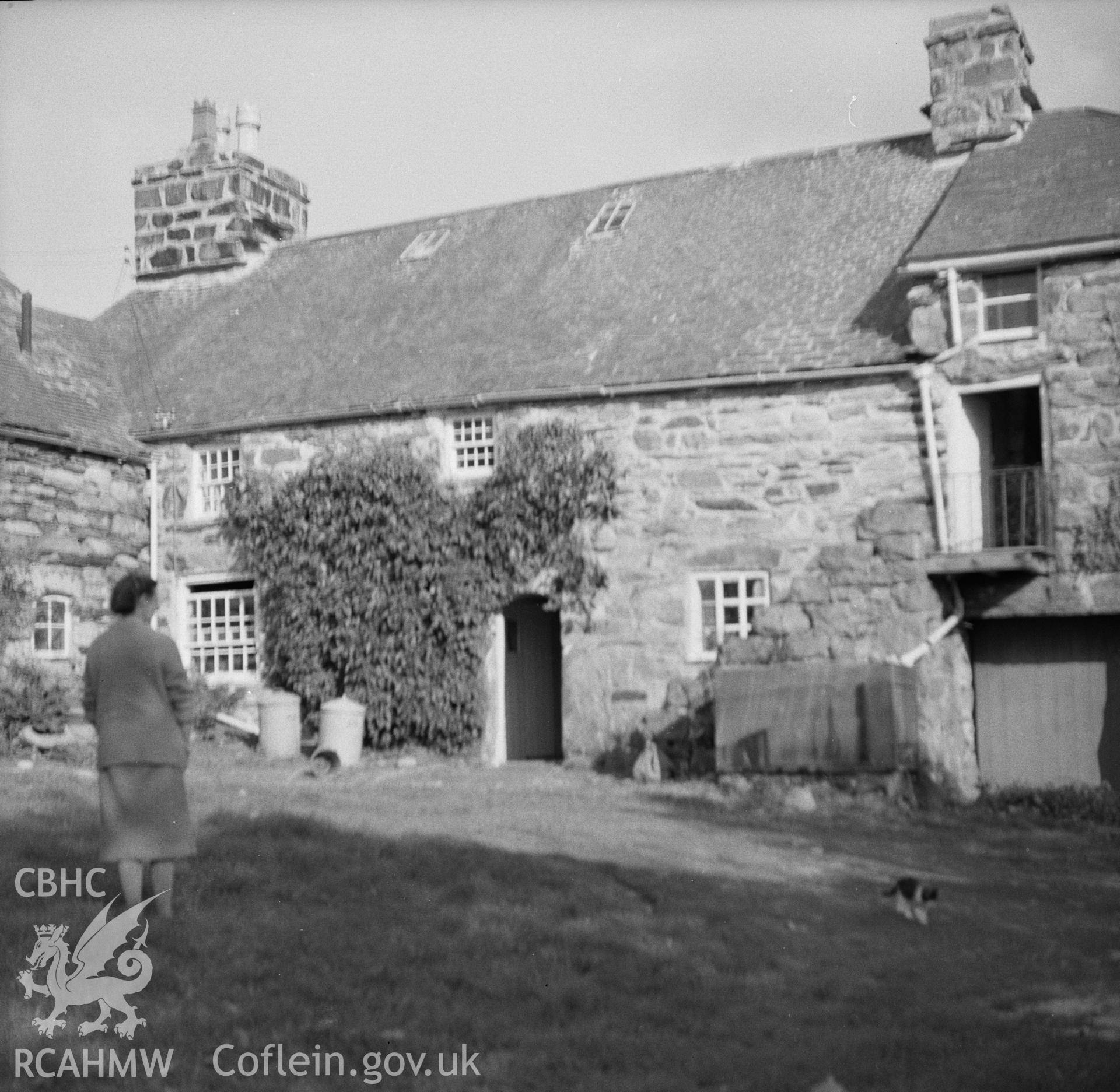 Digital copy of a black and white nitrate negative showing front elevation of Coed Mawr, Merioneth.