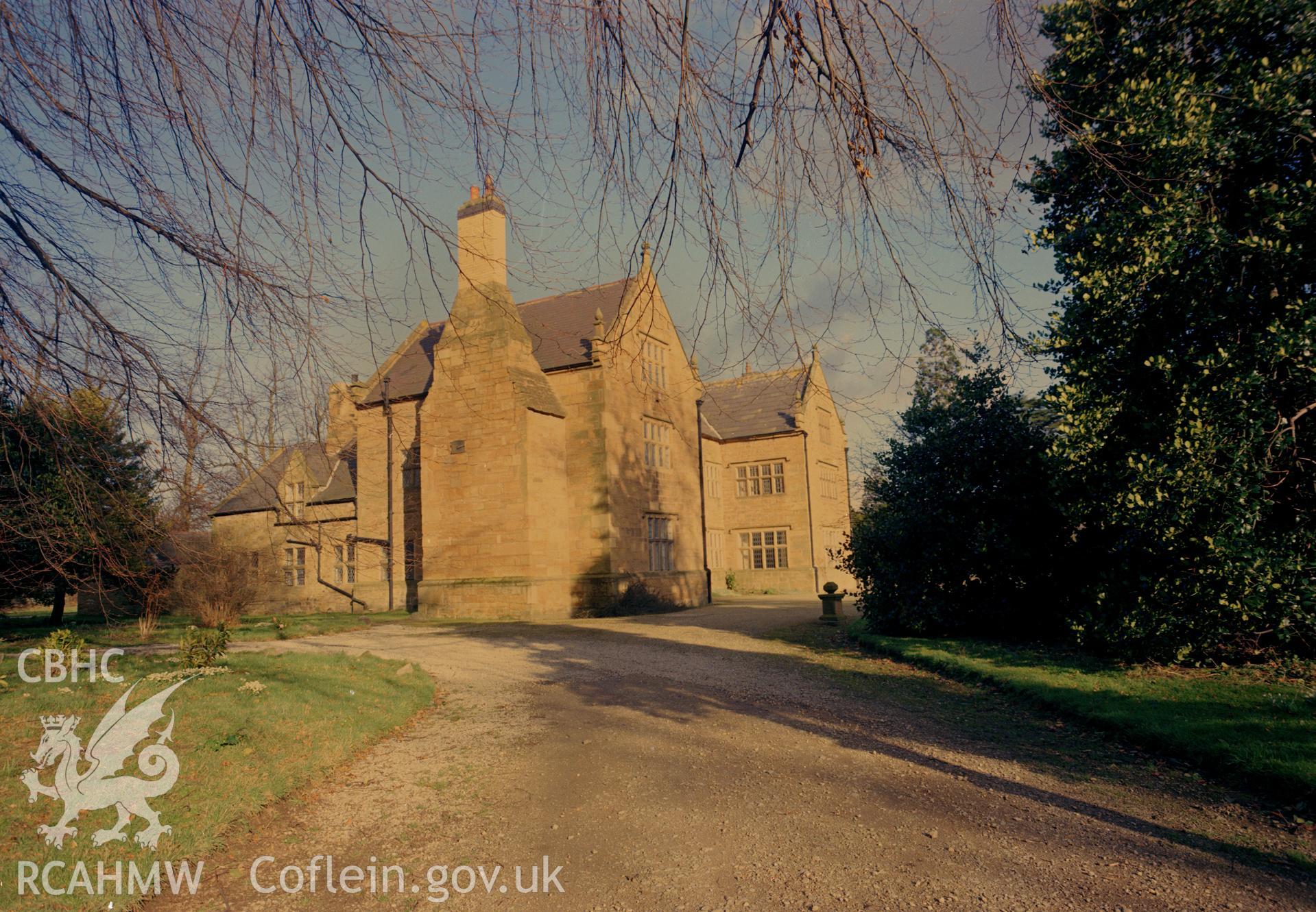 Digital copy of a colour negative showing an exterior view of Pentre Halkyn taken by RCAHMW.