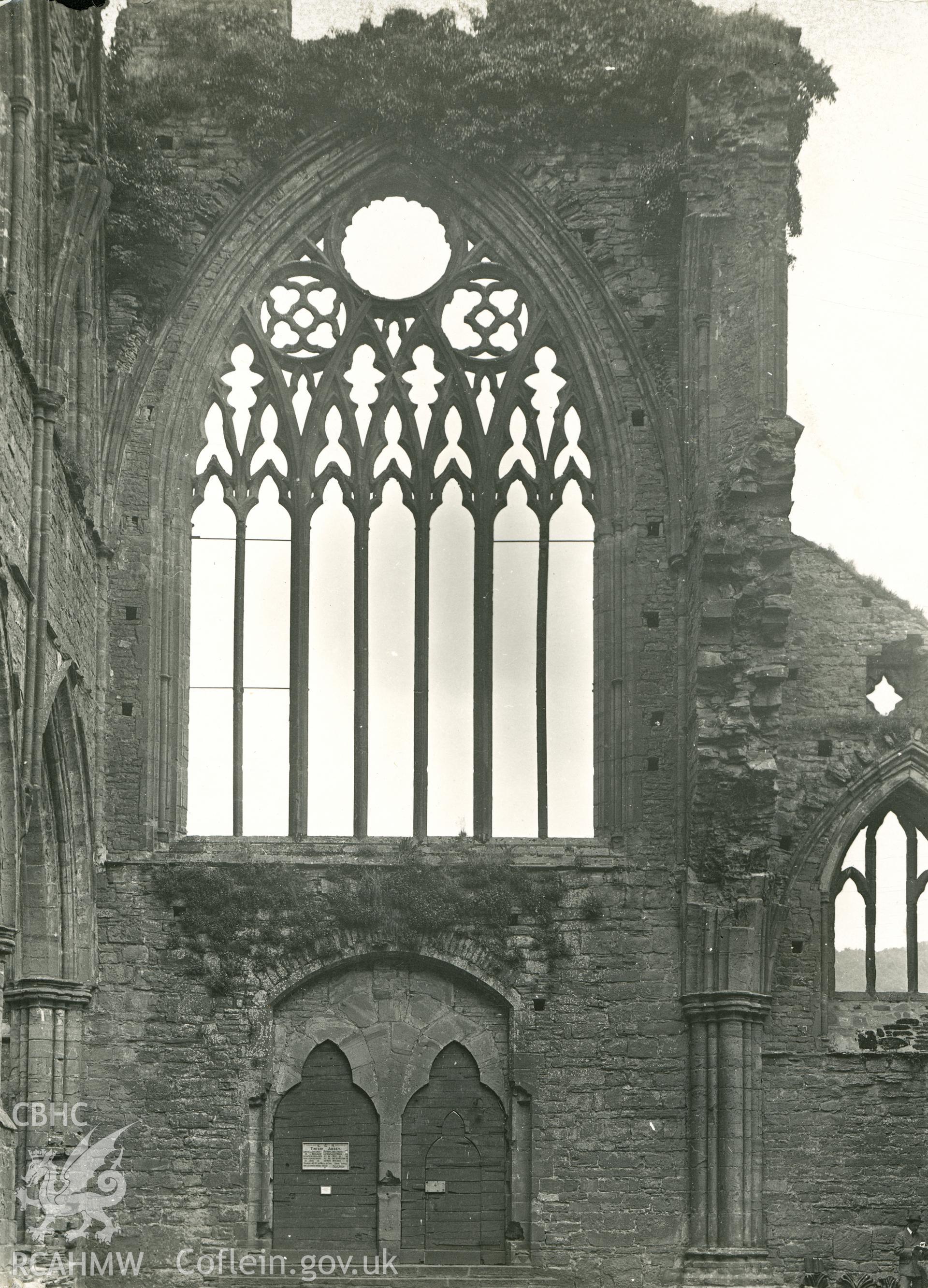 Digital copy of an interior view of east window at Tintern Abbey by T Coysh c1953.