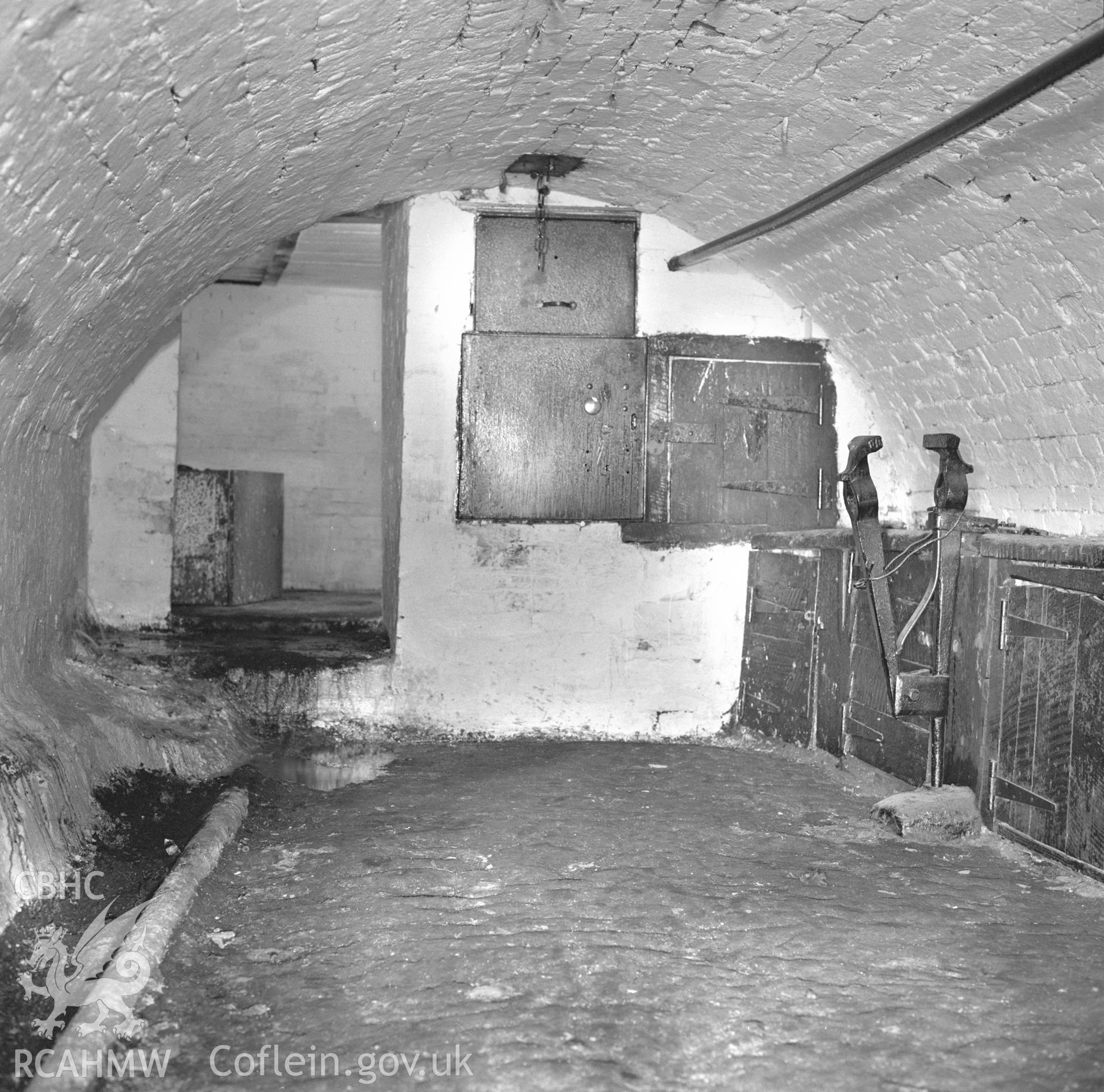 Digital copy of an acetate negative showing underground workshop at Big Pit, from the John Cornwell Collection.