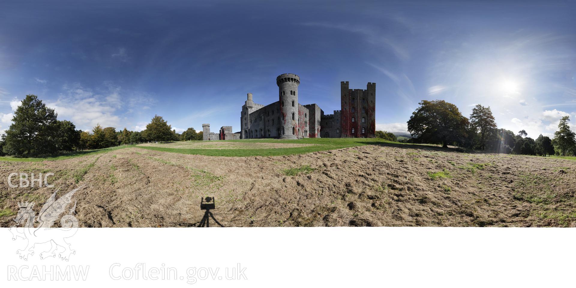 Reduced resolution Tiff of stitched images on the west side of Penrhyn Castle produced by Susan Fielding and Rita Singer, October 2017. Produced through European Travellers to Wales project.