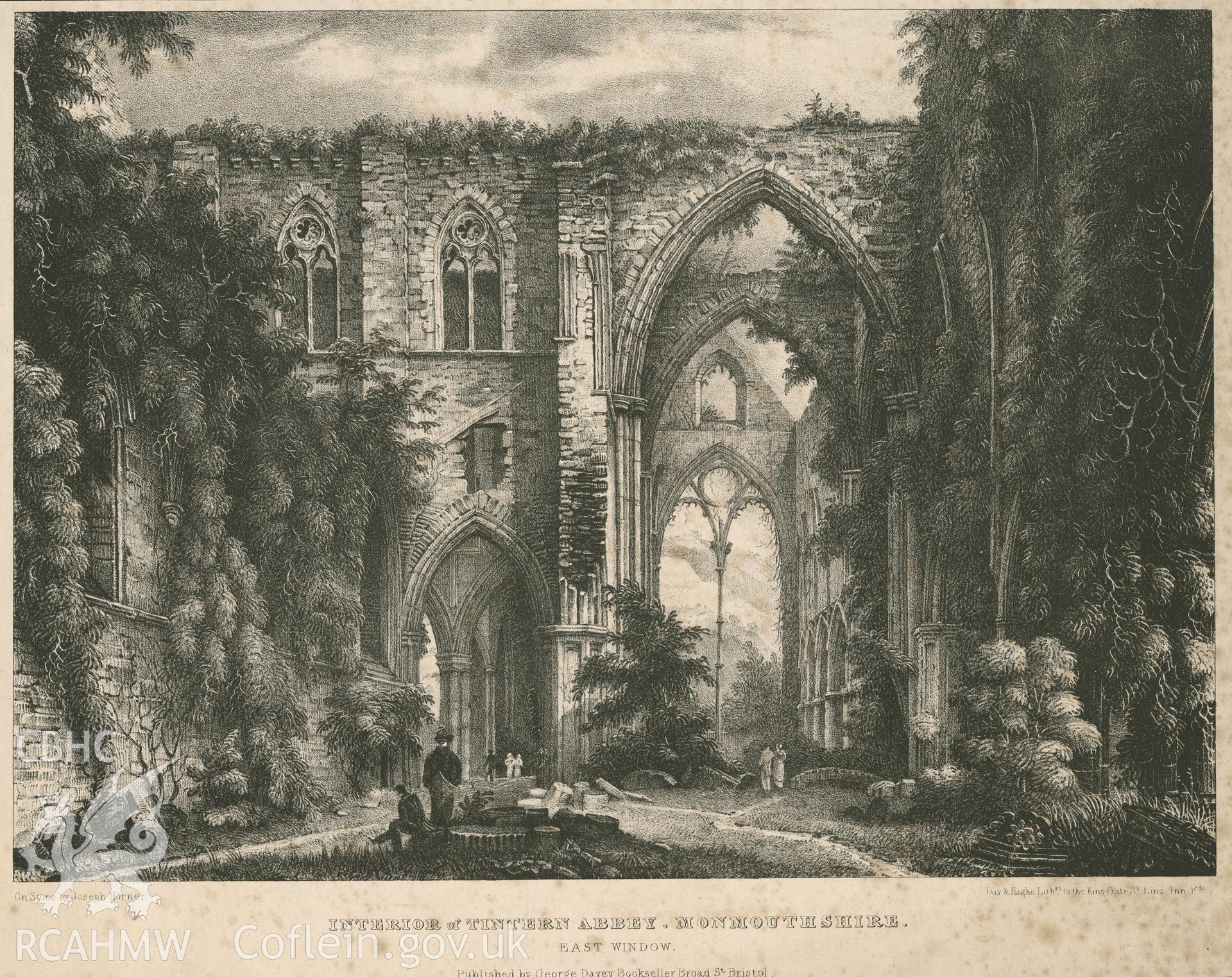 Digital copy of an engraving of view of Tintern Abbey published by George Davey.