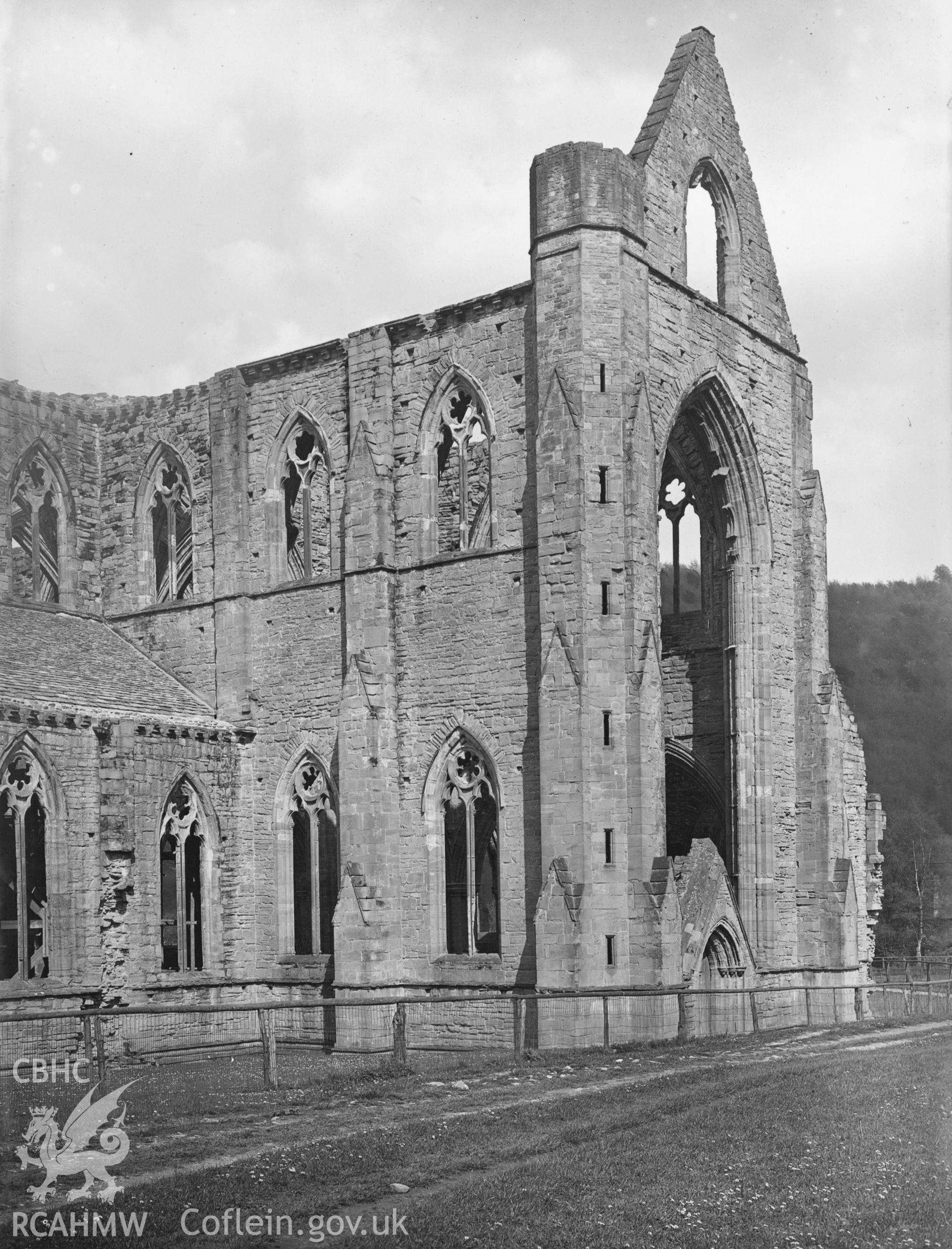 Digital copy of a photograph showing the south transept at Tintern Abbey taken by F H Crossley, c.1948.