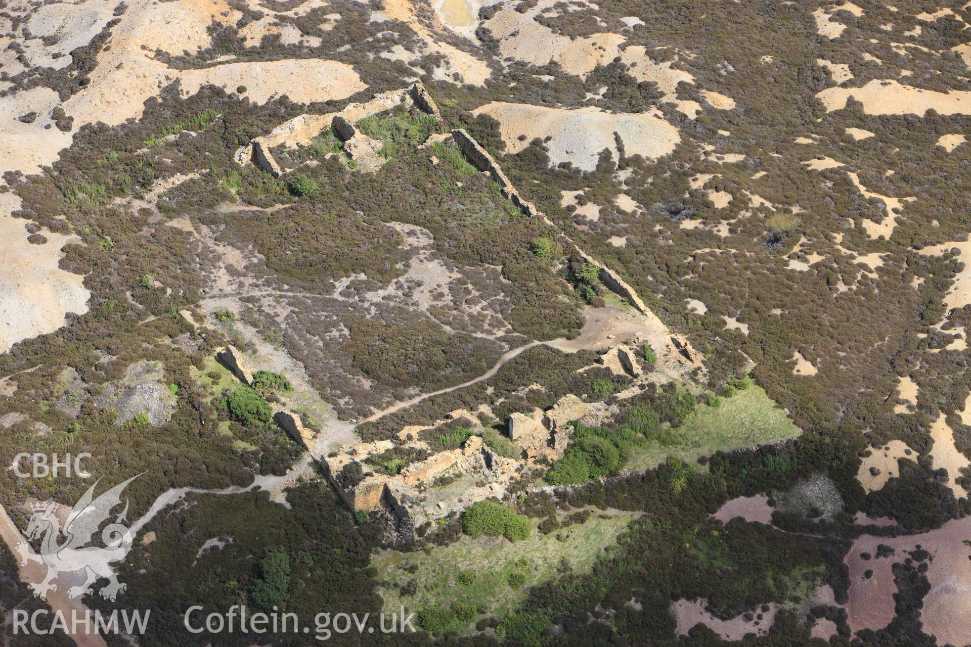 RCAHMW colour oblique photograph of Parys Mountain Copper Mines, building complex. Taken by Toby Driver on 20/07/2011.
