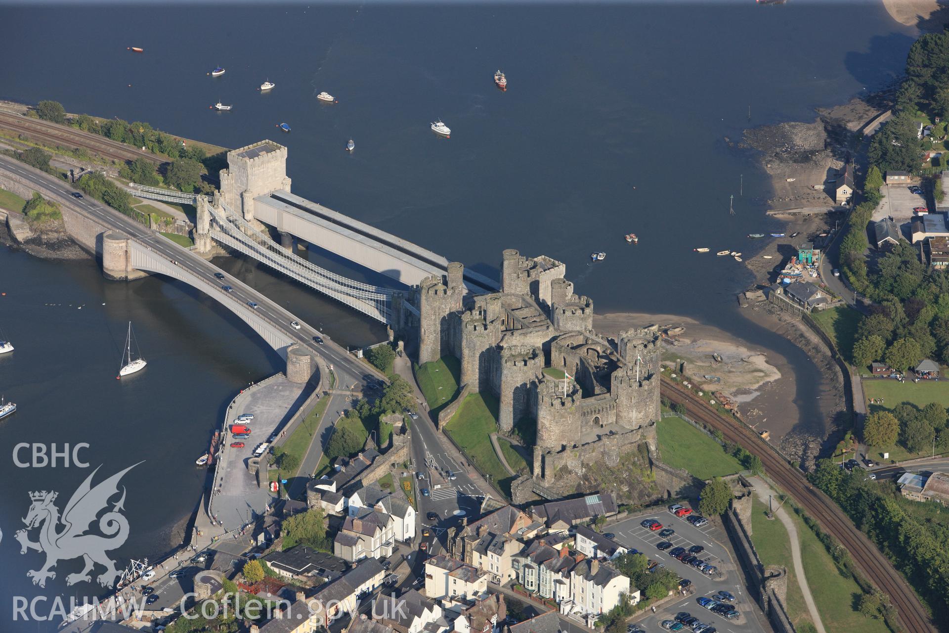 RCAHMW colour oblique photograph of Conwy Castle. Taken by Toby Driver and Oliver Davies on 27/07/2011.