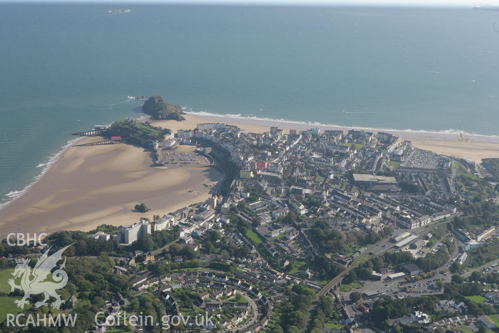 RCAHMW colour oblique photograph of Tenby, viewed from the north west. Taken by Toby Driver and Oliver Davies on 28/09/2011.