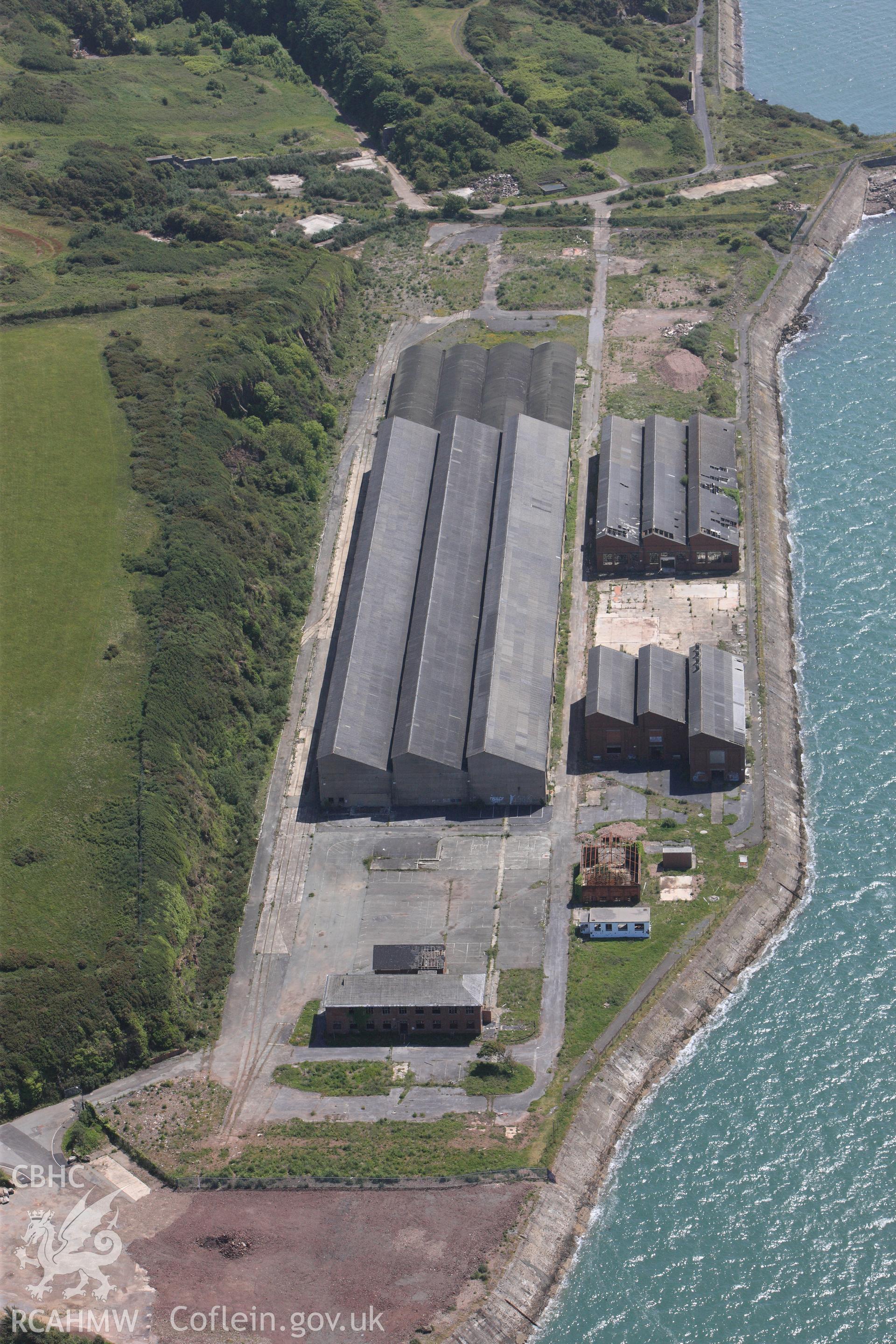 RCAHMW colour oblique photograph of RNAD Milford Haven. Taken by Toby Driver on 24/05/2011.