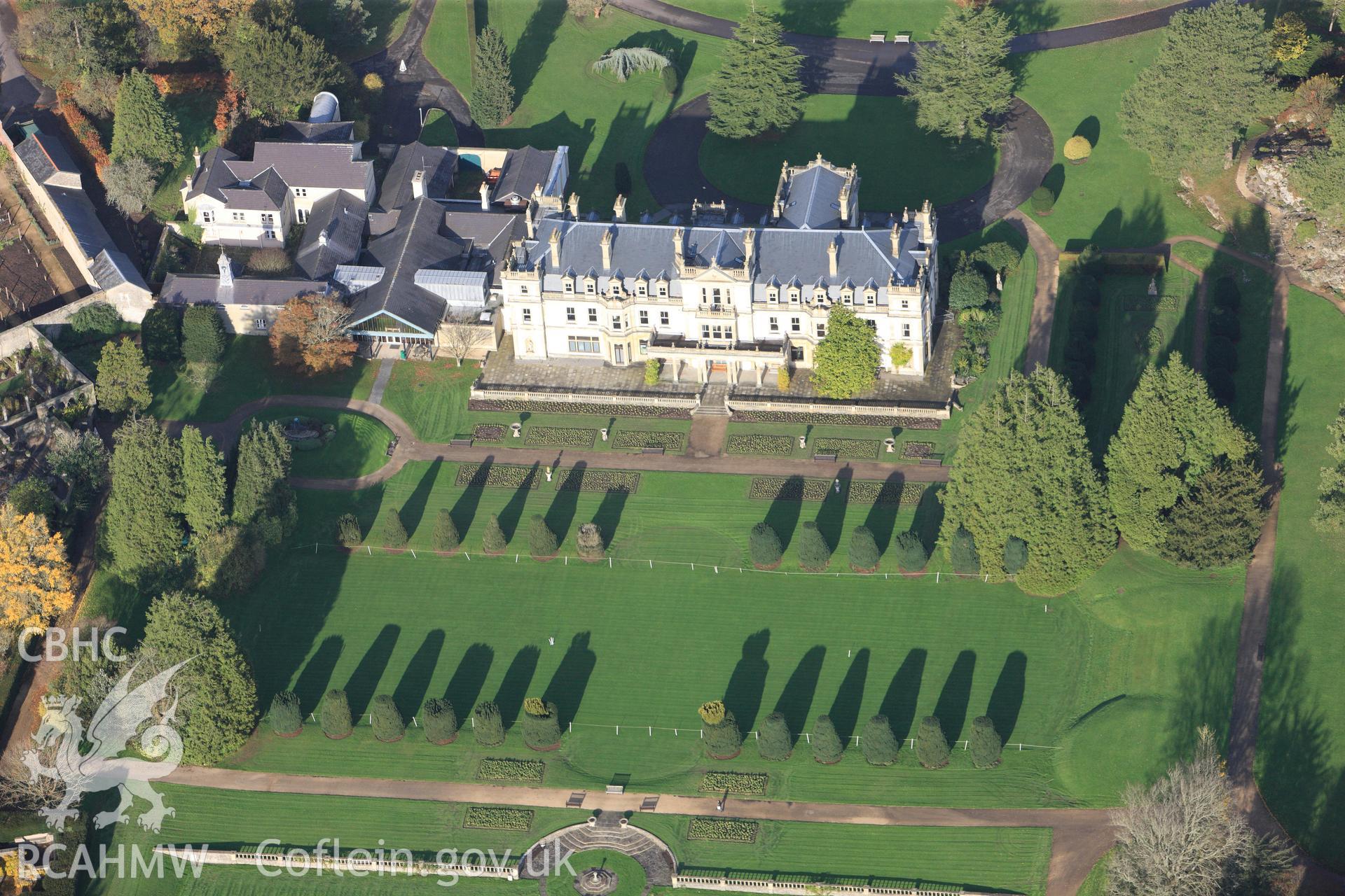 RCAHMW colour oblique photograph of Dyffryn House and Gardens. Taken by Toby Driver on 17/11/2011.