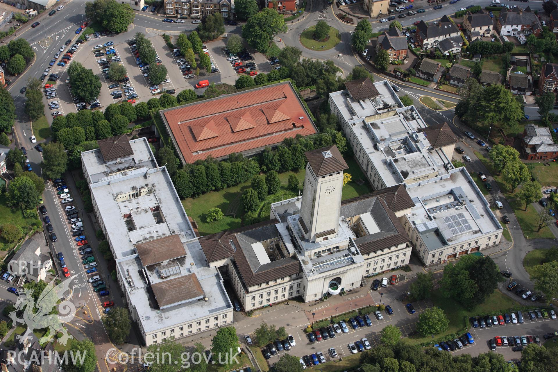 RCAHMW colour oblique photograph of Newport civic centre. Taken by Toby Driver on 13/06/2011.