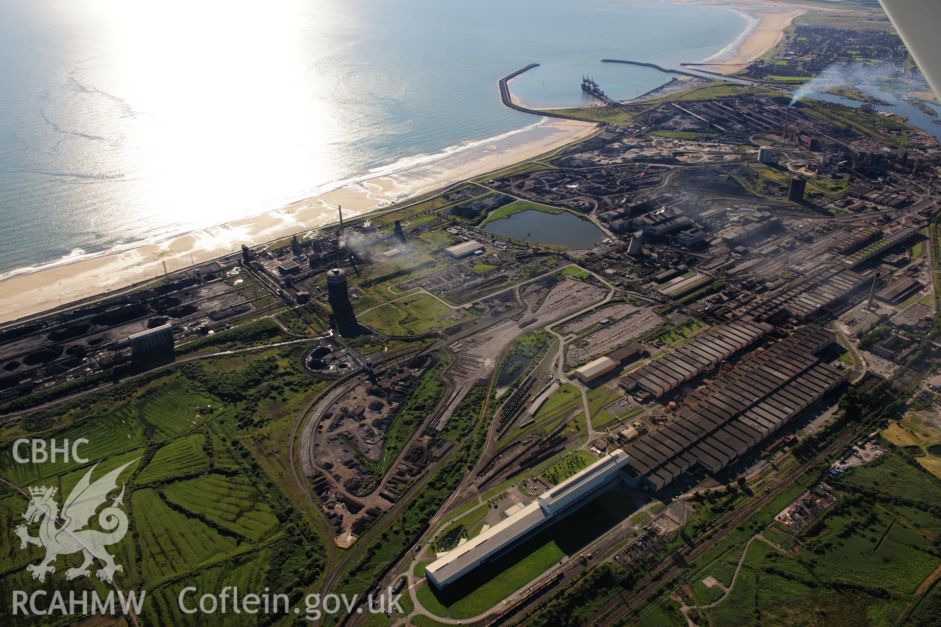 RCAHMW colour oblique photograph of Margam Steelworks. Taken by Toby Driver on 24/07/2012.