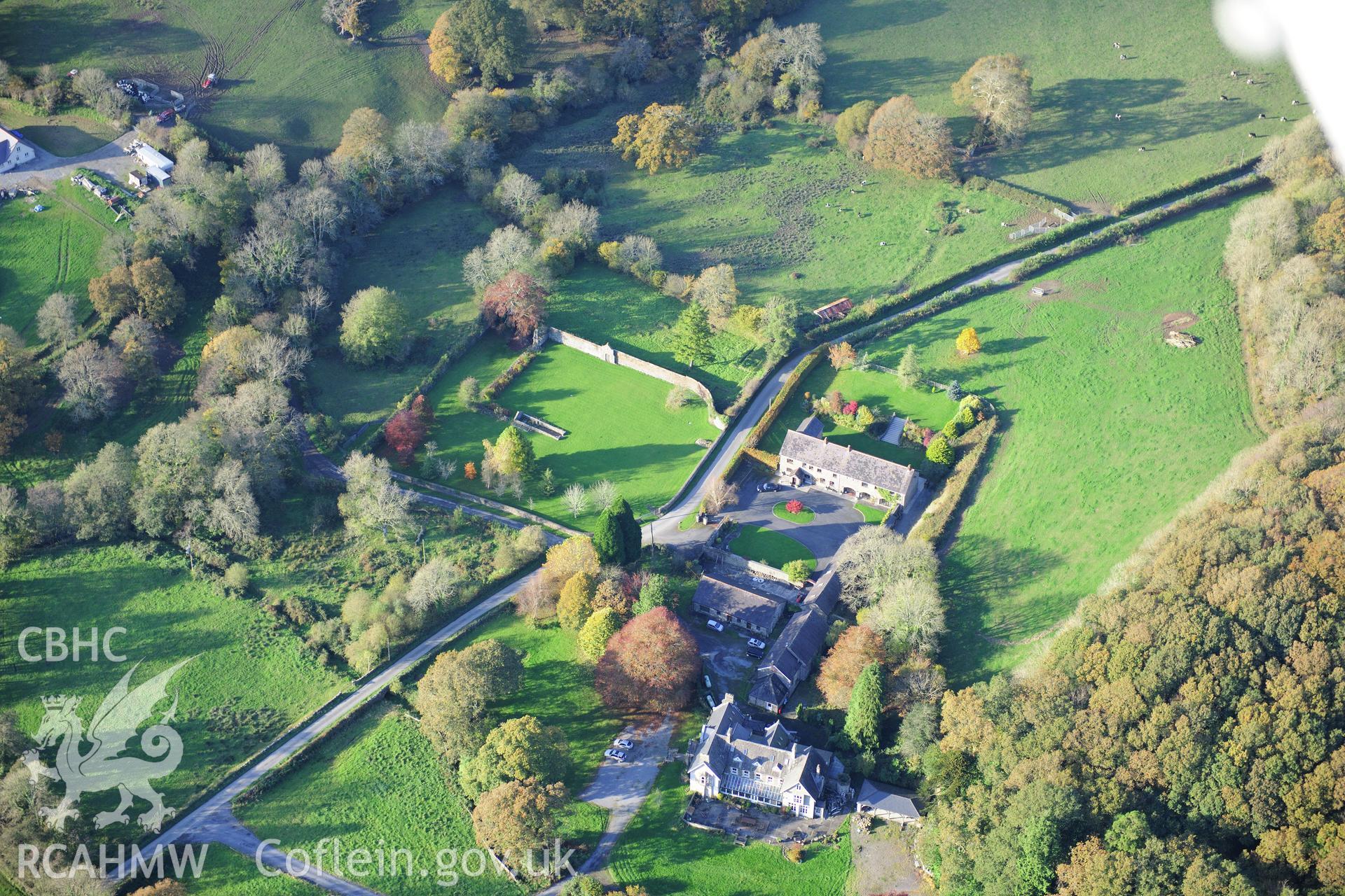 RCAHMW colour oblique photograph of Whitland Abbey. Taken by Toby Driver on 26/10/2012.