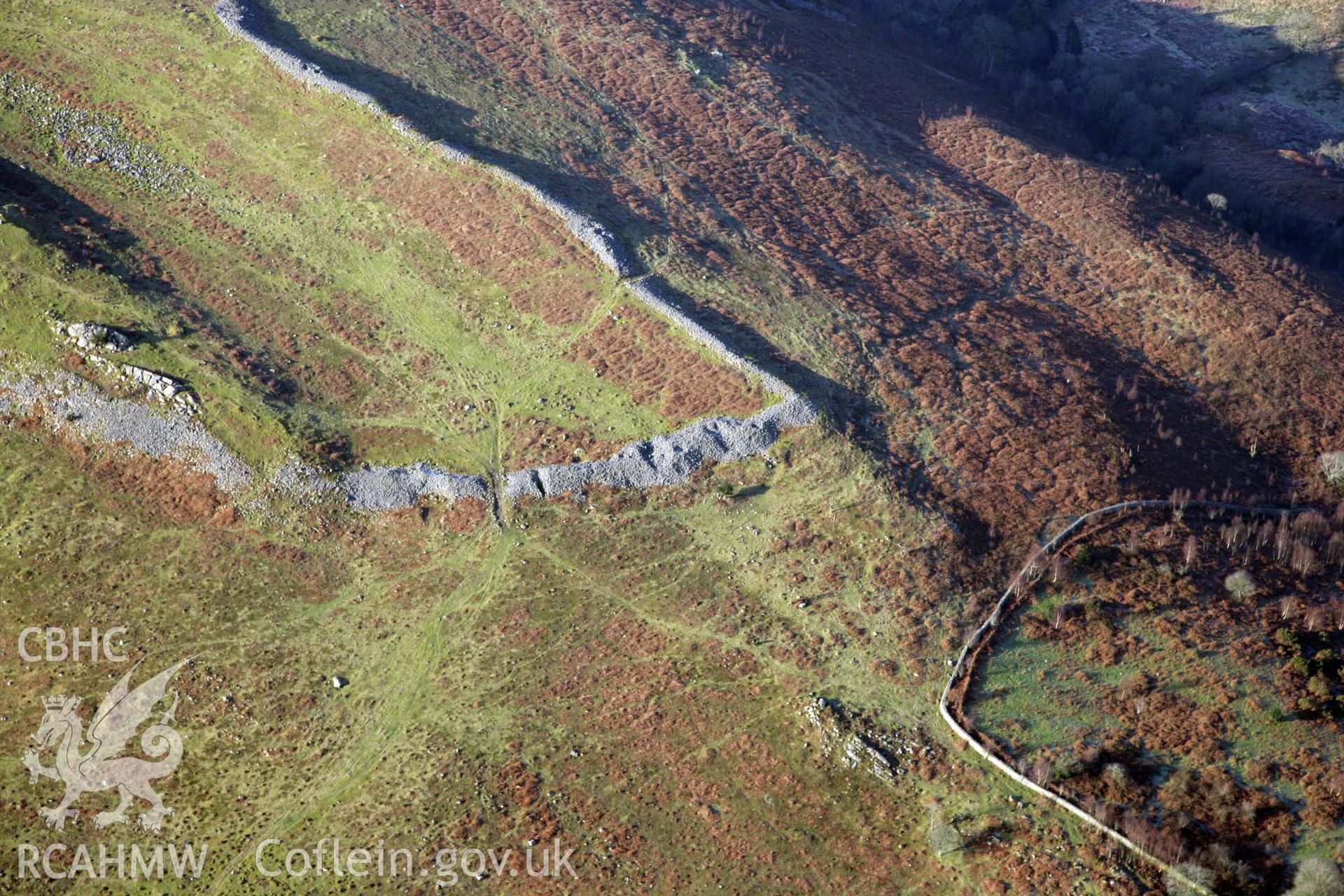 RCAHMW colour oblique photograph of Carn Goch Camps; Gaer Fawr. Taken by Toby Driver on 02/02/2012.