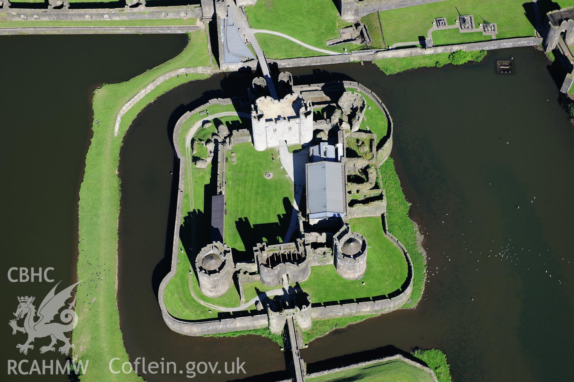 RCAHMW colour oblique photograph of Caerphilly Castle. Taken by Toby Driver on 24/07/2012.