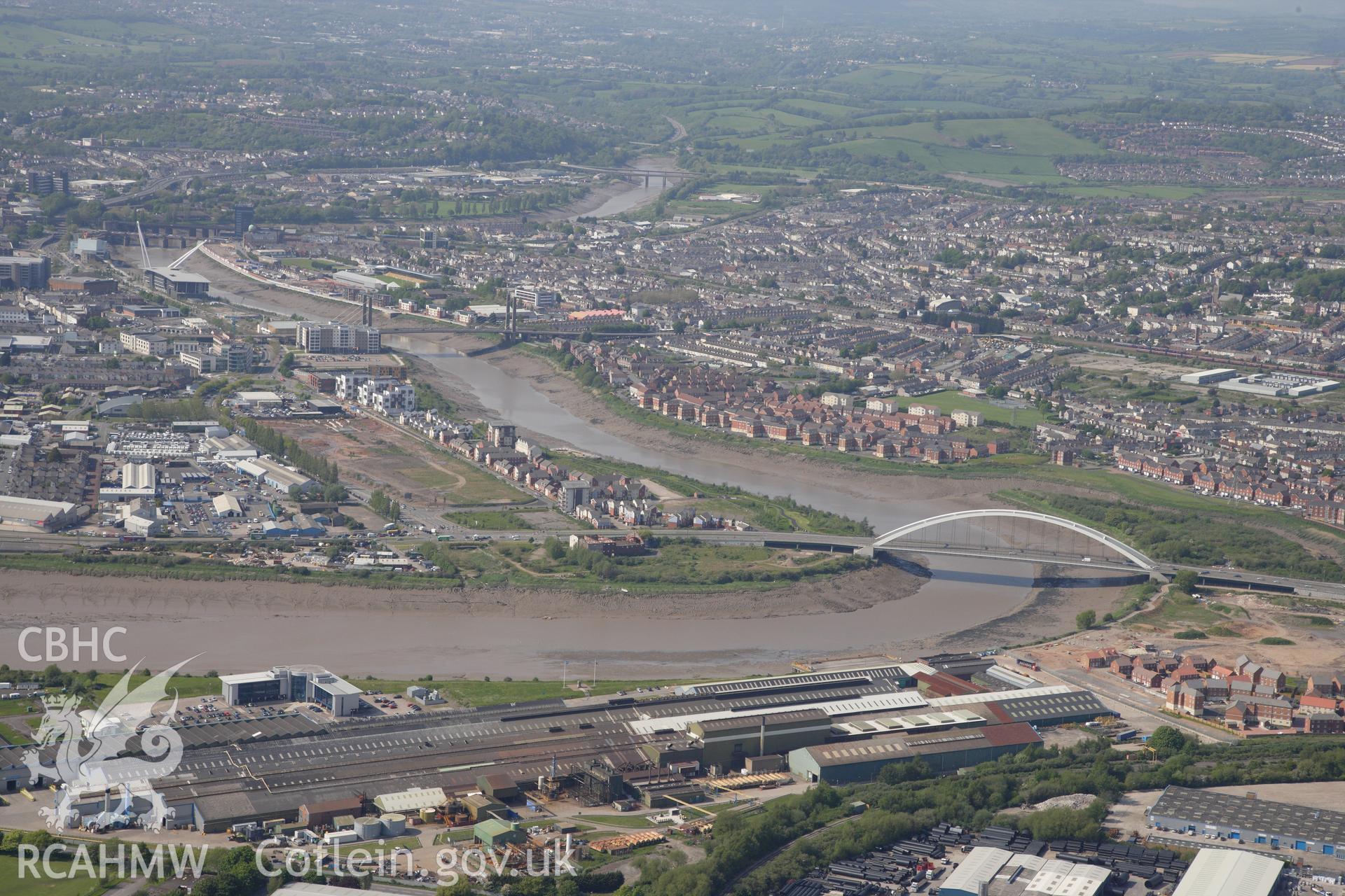 RCAHMW colour oblique photograph of Newport, from the south-east. Taken by Toby Driver on 22/05/2012.