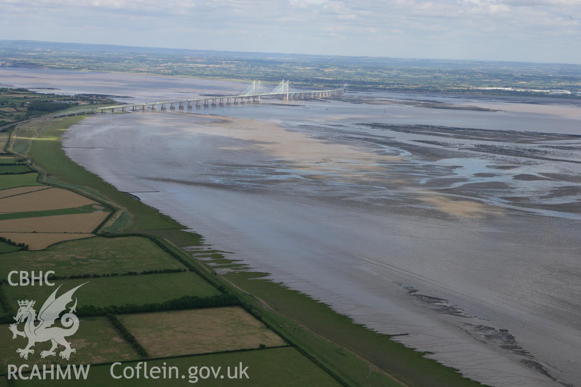 RCAHMW colour oblique photograph of the Second Severn Crossing, from the west. Taken by Toby Driver on 29/07/2010.