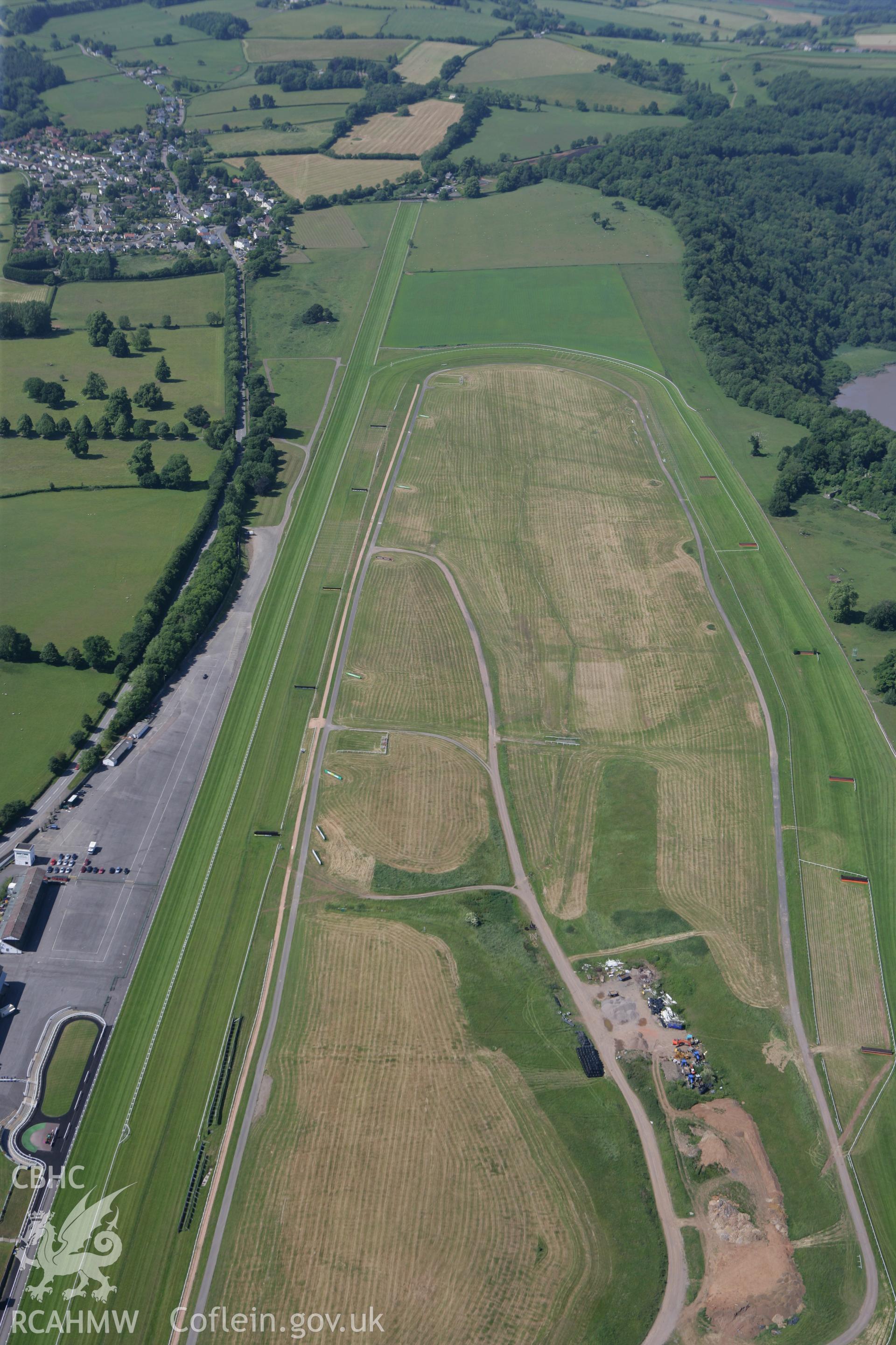 RCAHMW colour oblique photograph of Chepstow Racecourse. Taken by Toby Driver on 21/06/2010.
