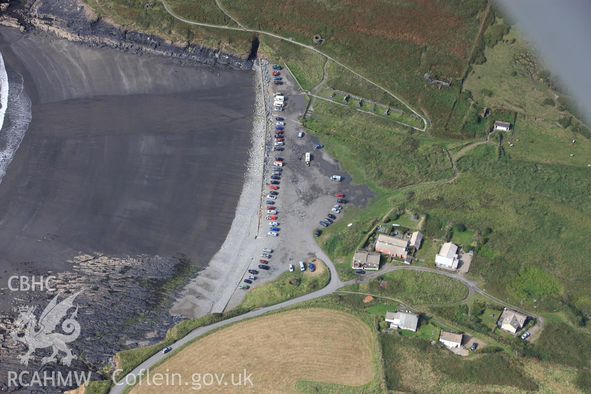 RCAHMW colour oblique photograph of Abereiddy village and industrial complex. Taken by Toby Driver on 09/09/2010.