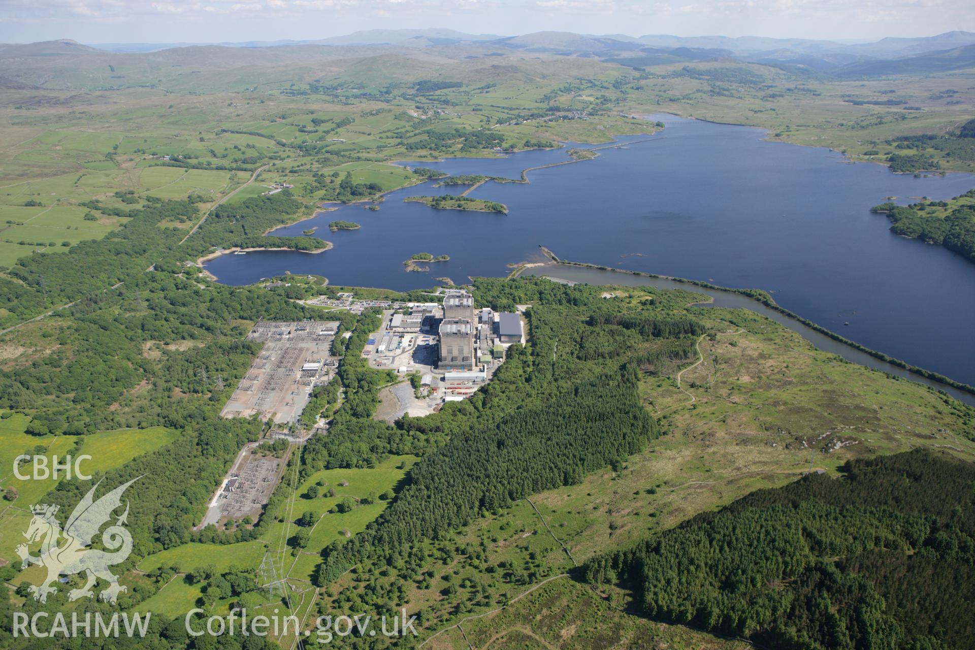 RCAHMW colour oblique photograph of Trawsfynydd Power Station. Taken by Toby Driver on 16/06/2010.