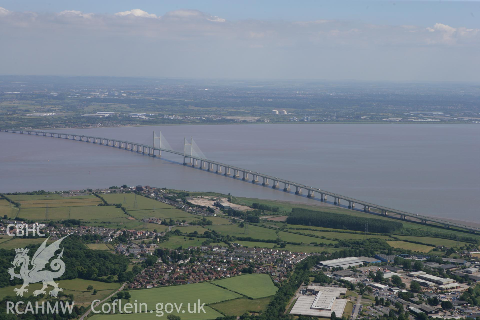 RCAHMW colour oblique photograph of Second Severn Crossing. Taken by Toby Driver on 21/06/2010.
