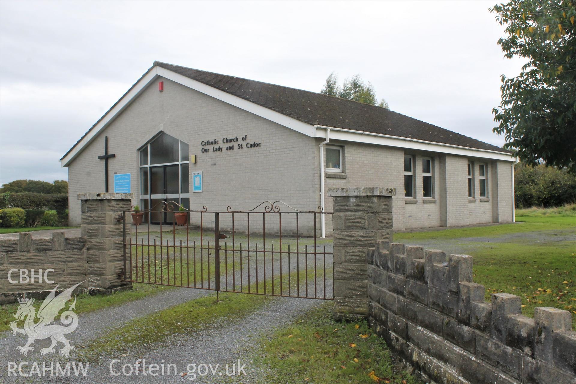 Digital colour photograph showing exterior of  Our Lady and St Cadoc Catholic church, Kidwelly.