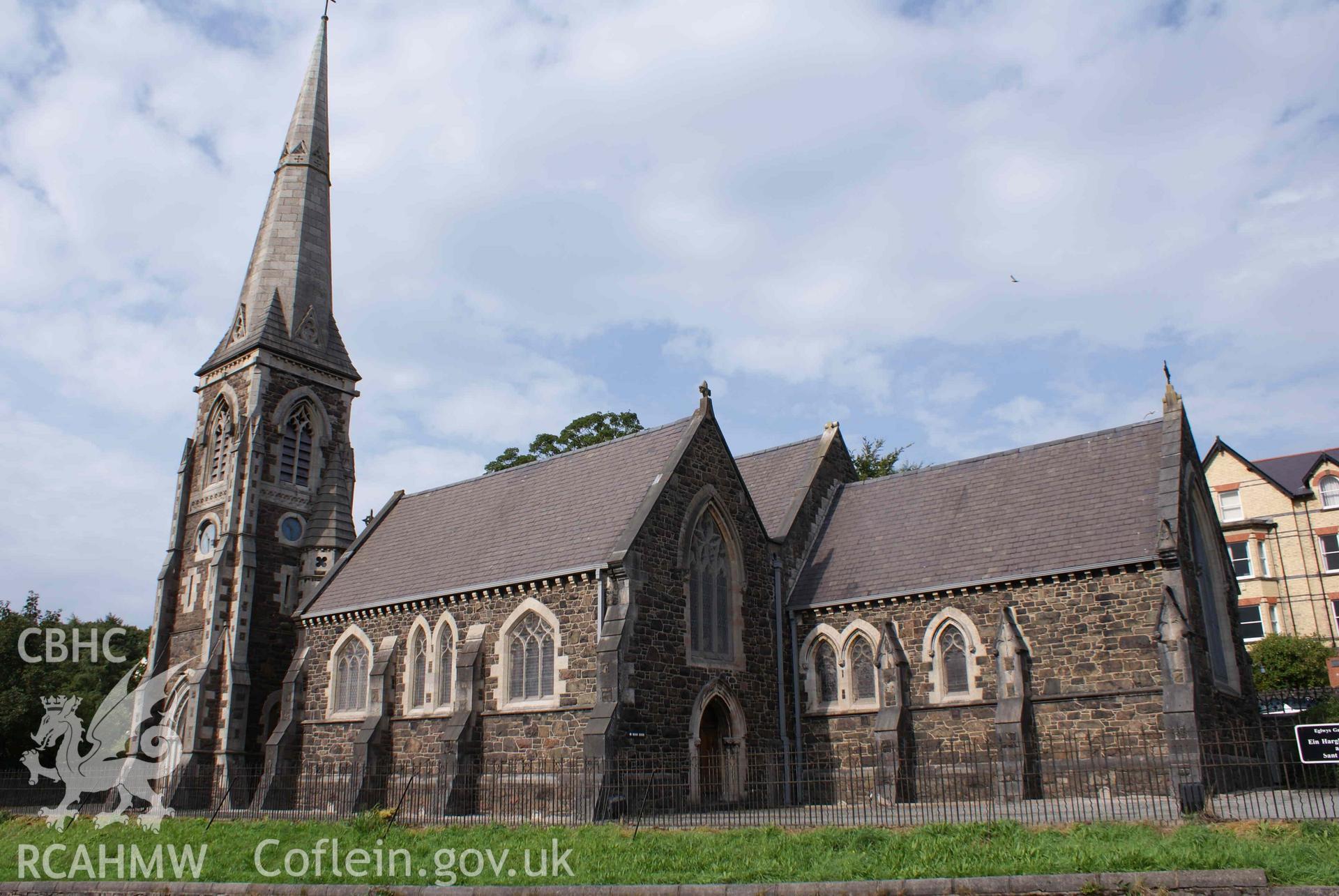 Digital colour photograph showing exterior of Our Lady and St James Catholic church, Bangor.