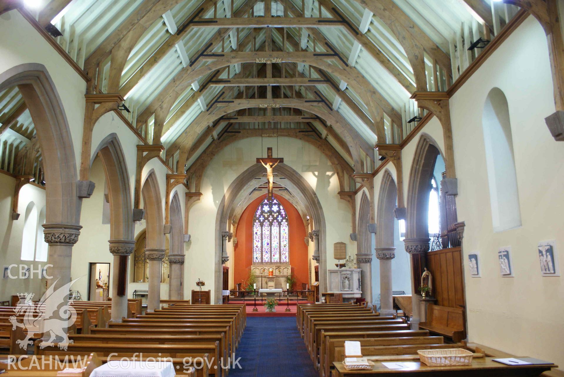 Digital colour photograph showing interior of Our Lady and St James Catholic church, Bangor.