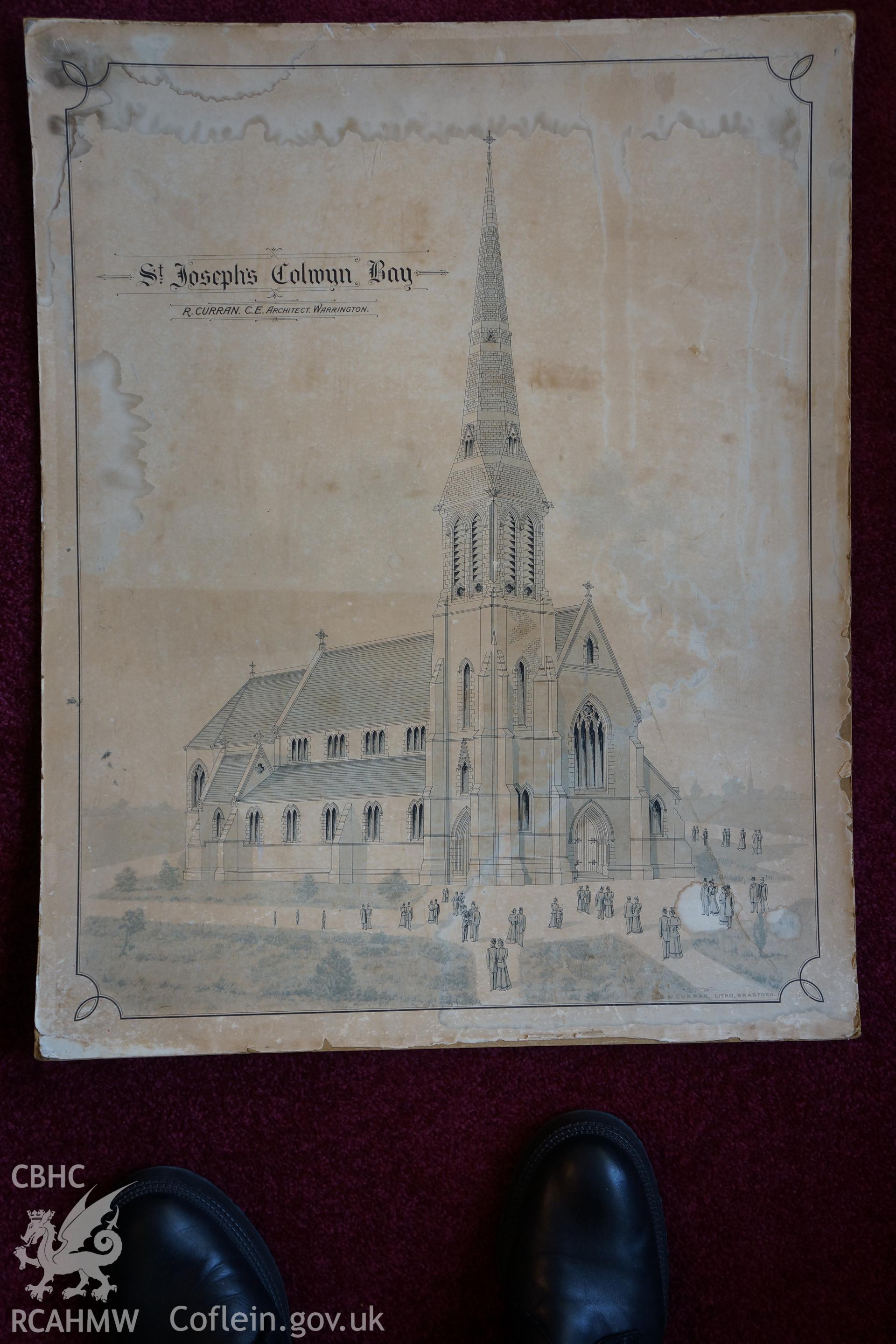 Digital colour photograph showing undated engraving at St Joseph's Catholic church, Colwyn Bay.