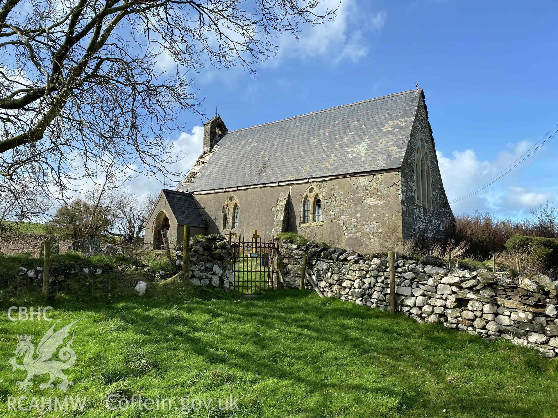 Digital photograph of approach to St David's Church, Llanllawer, produced by Paul Davis in 2020