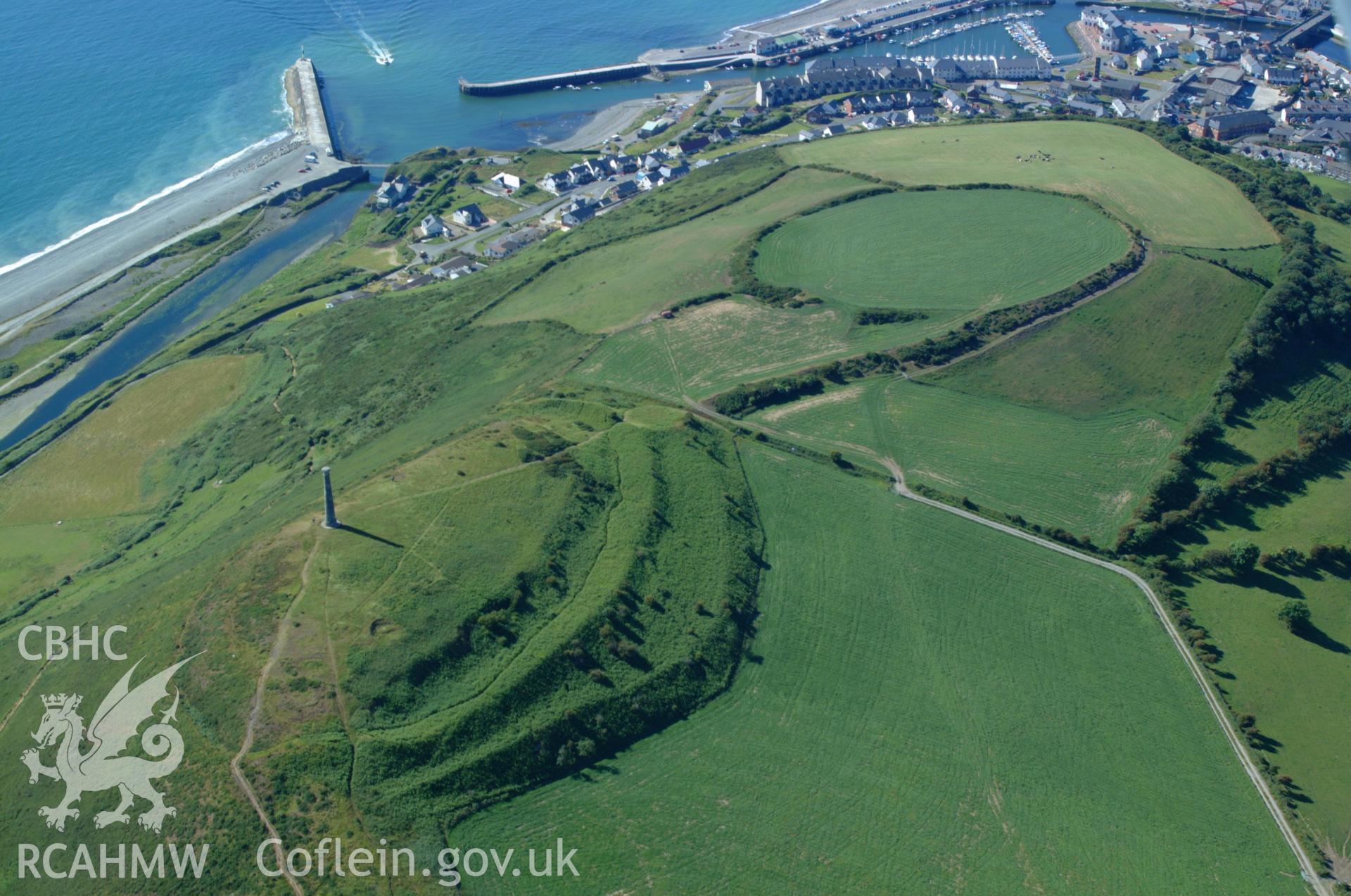 RCAHMW colour oblique aerial photograph of Pen Dinas Hillfort, Aberystwyth taken on 14/06/2004 by Toby Driver