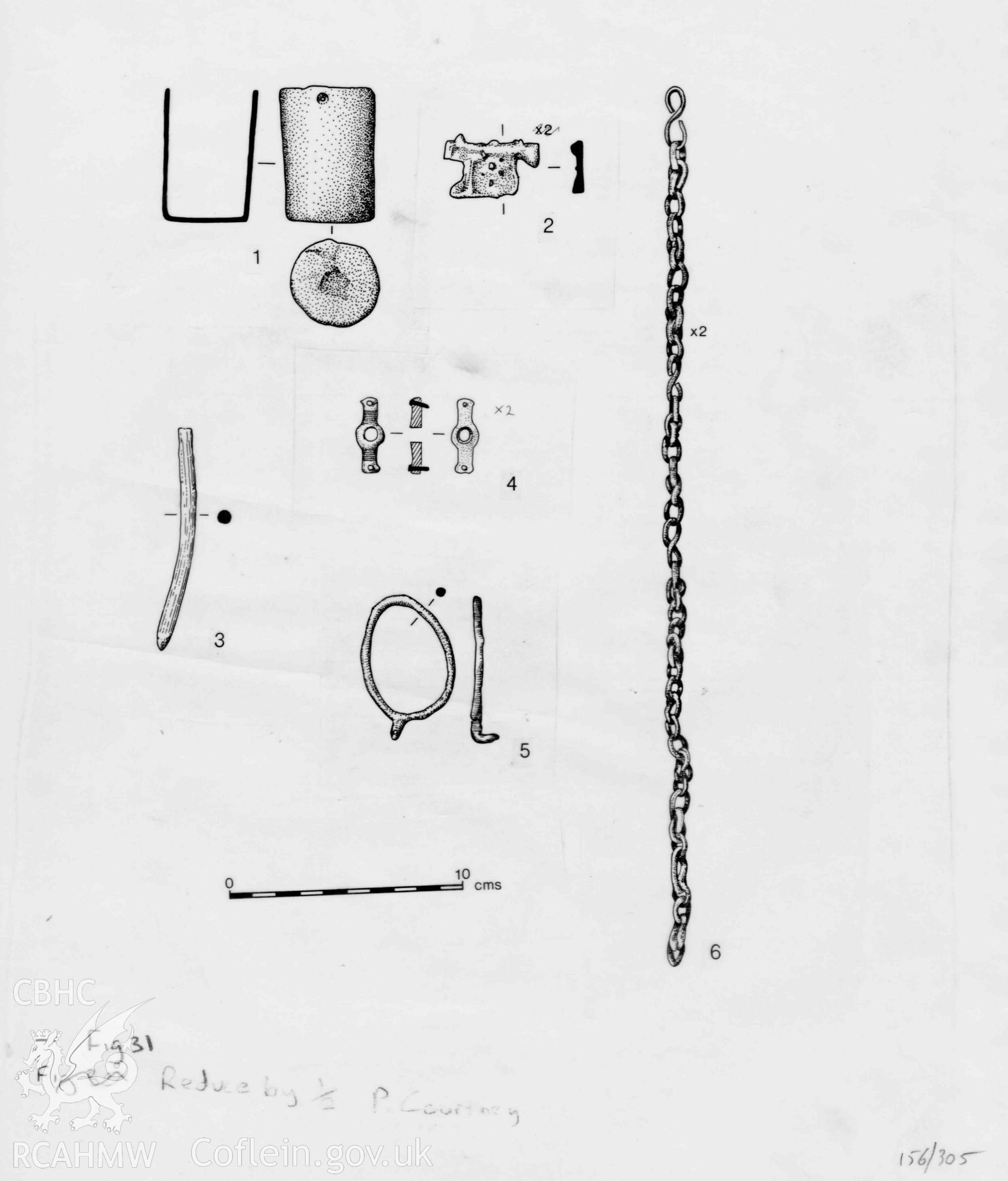 Cadw guardianship monument drawing, record of findings 1 to 6, Tintern Abbey.