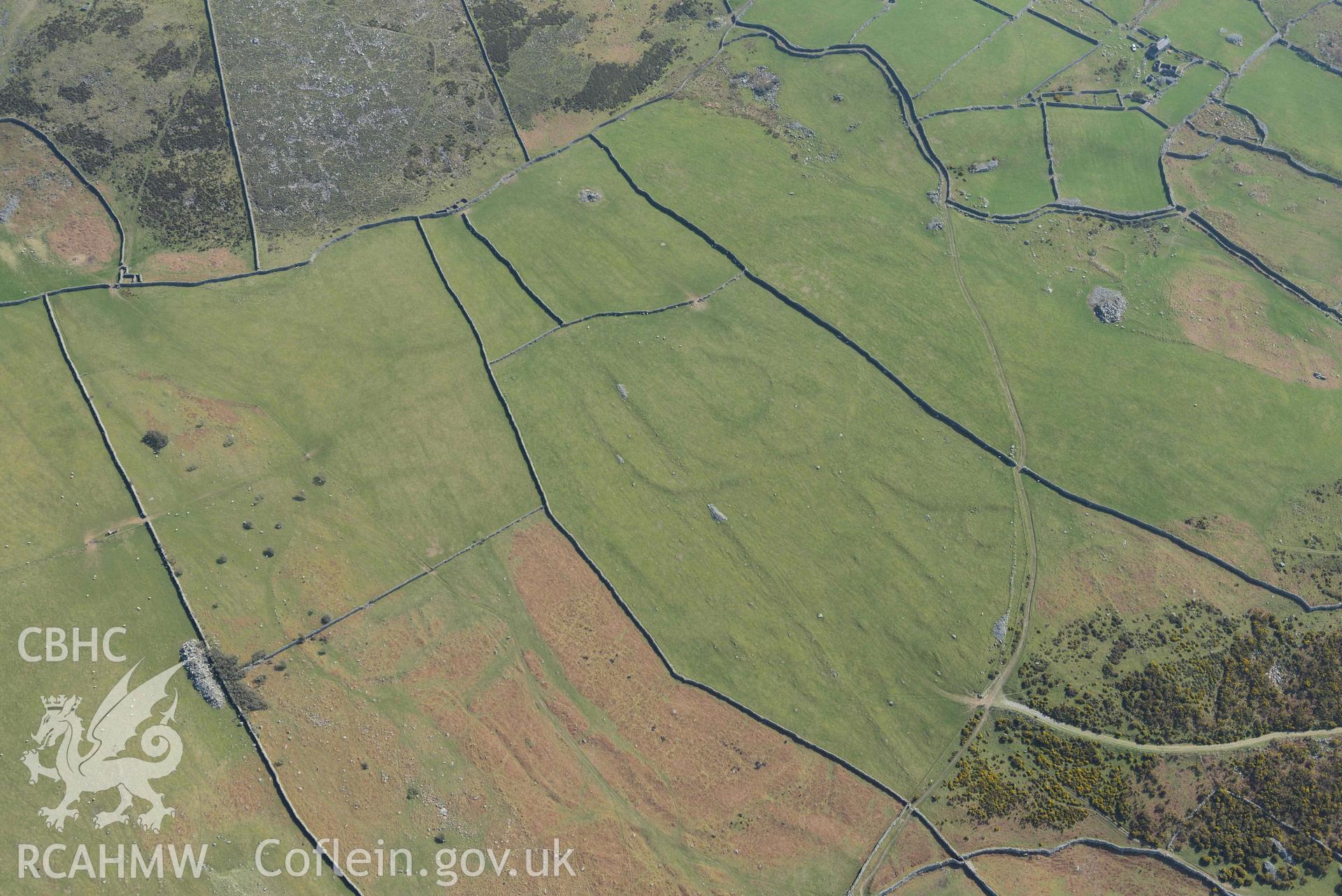Hendre Coed Uchaf concentric circles. Oblique aerial photographs taken during the Royal Commission’s programme of archaeological aerial reconnaissance by Toby Driver on 25 March 2022.