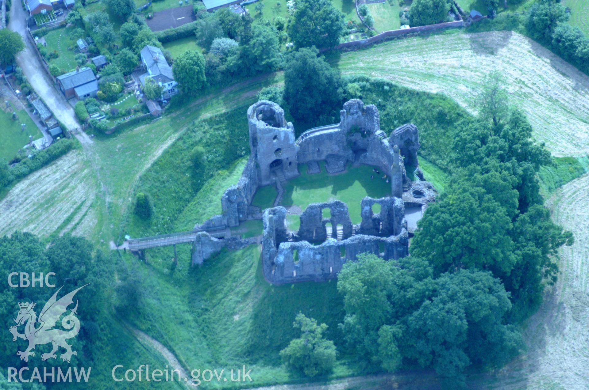 RCAHMW colour oblique aerial photograph of Grosmont castle taken on 02/06/2004 by Toby Driver