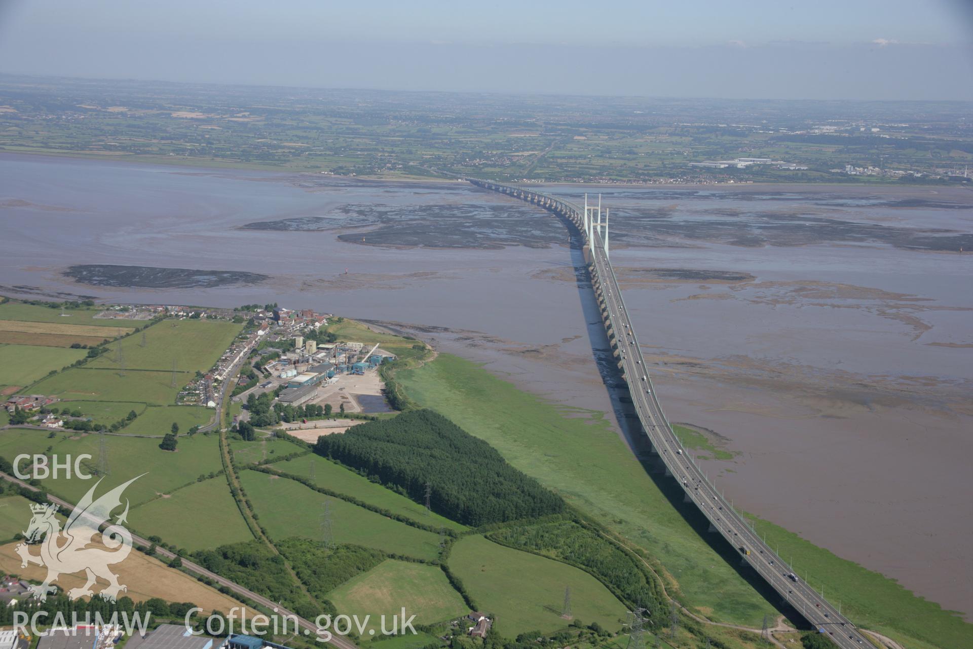 RCAHMW colour oblique aerial photograph of the Second Severn Crossing. Taken on 13 July 2006 by Toby Driver.