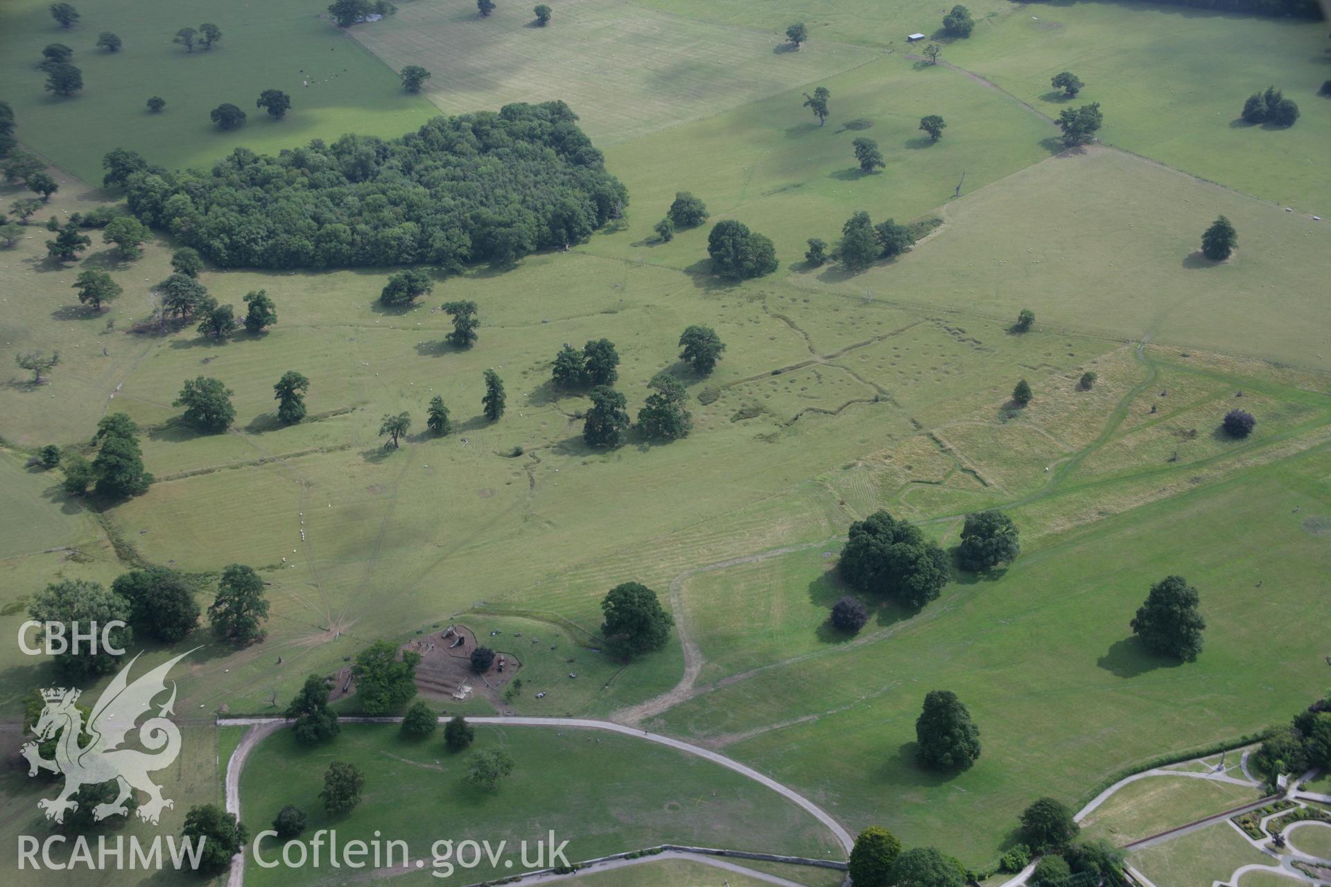 RCAHMW colour oblique aerial photograph of Bodelwyddan Park Army Practice Trenches. Taken on 14 August 2006 by Toby Driver.