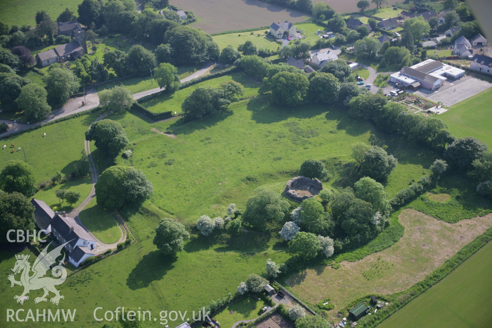 RCAHMW colour oblique aerial photograph of Wiston Castle from the north-east. Taken on 08 June 2006 by Toby Driver.