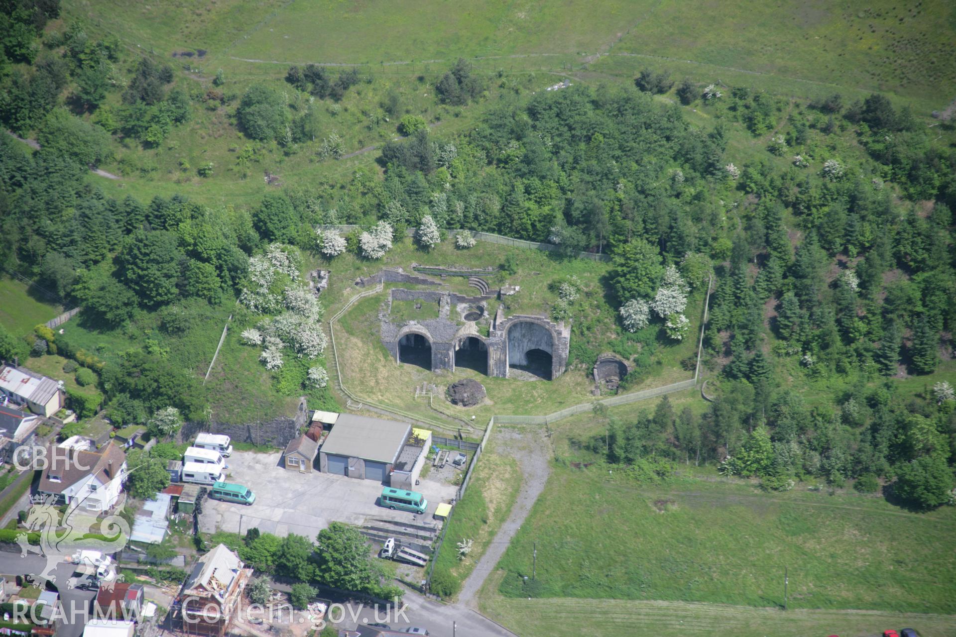 RCAHMW colour oblique aerial photograph of Sirhowy Ironworks, Tredegar, from the west. Taken on 09 June 2006 by Toby Driver.