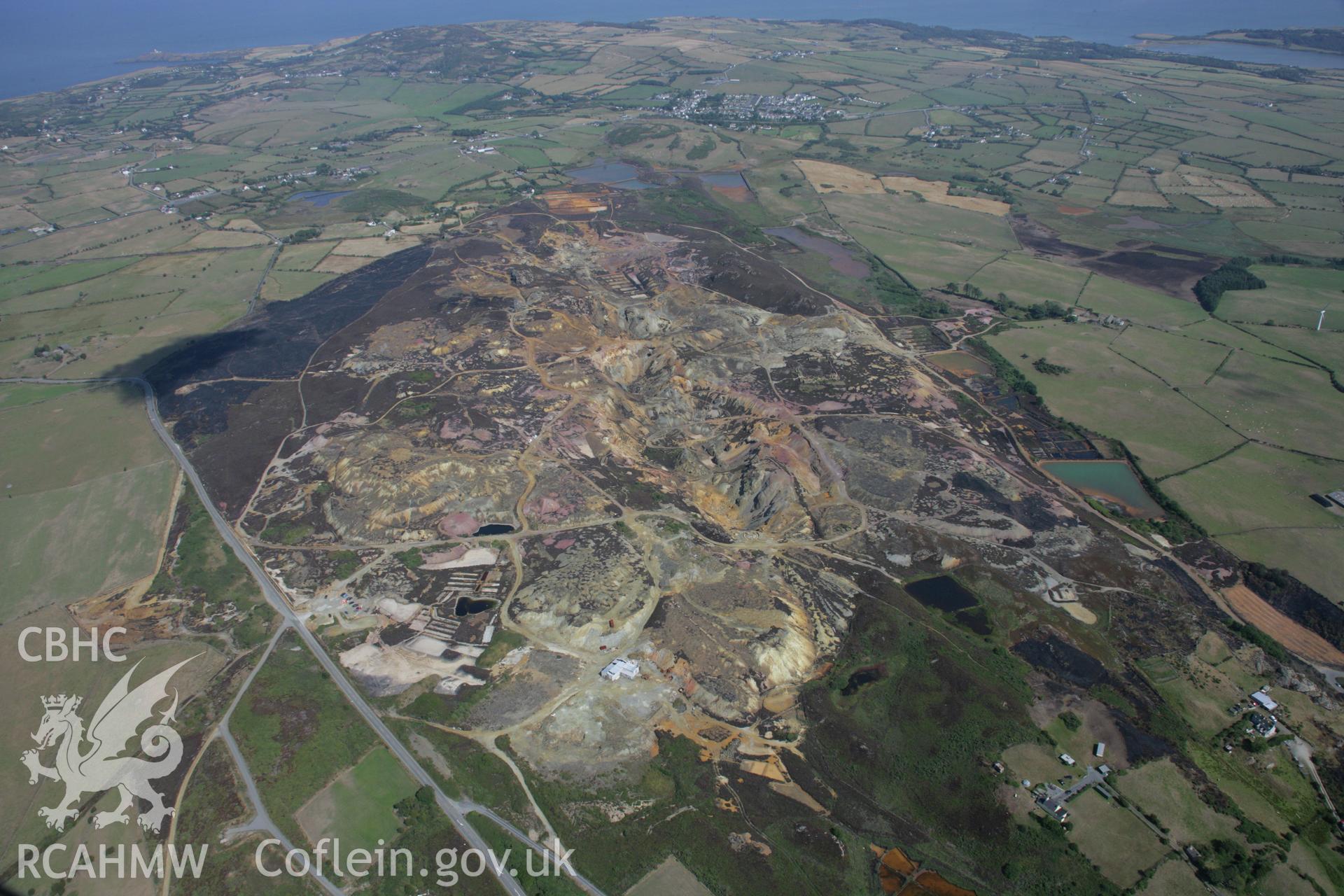 RCAHMW colour oblique aerial photograph of Parys Mountain Copper Mines, Amlwch. Taken on 14 August 2006 by Toby Driver.