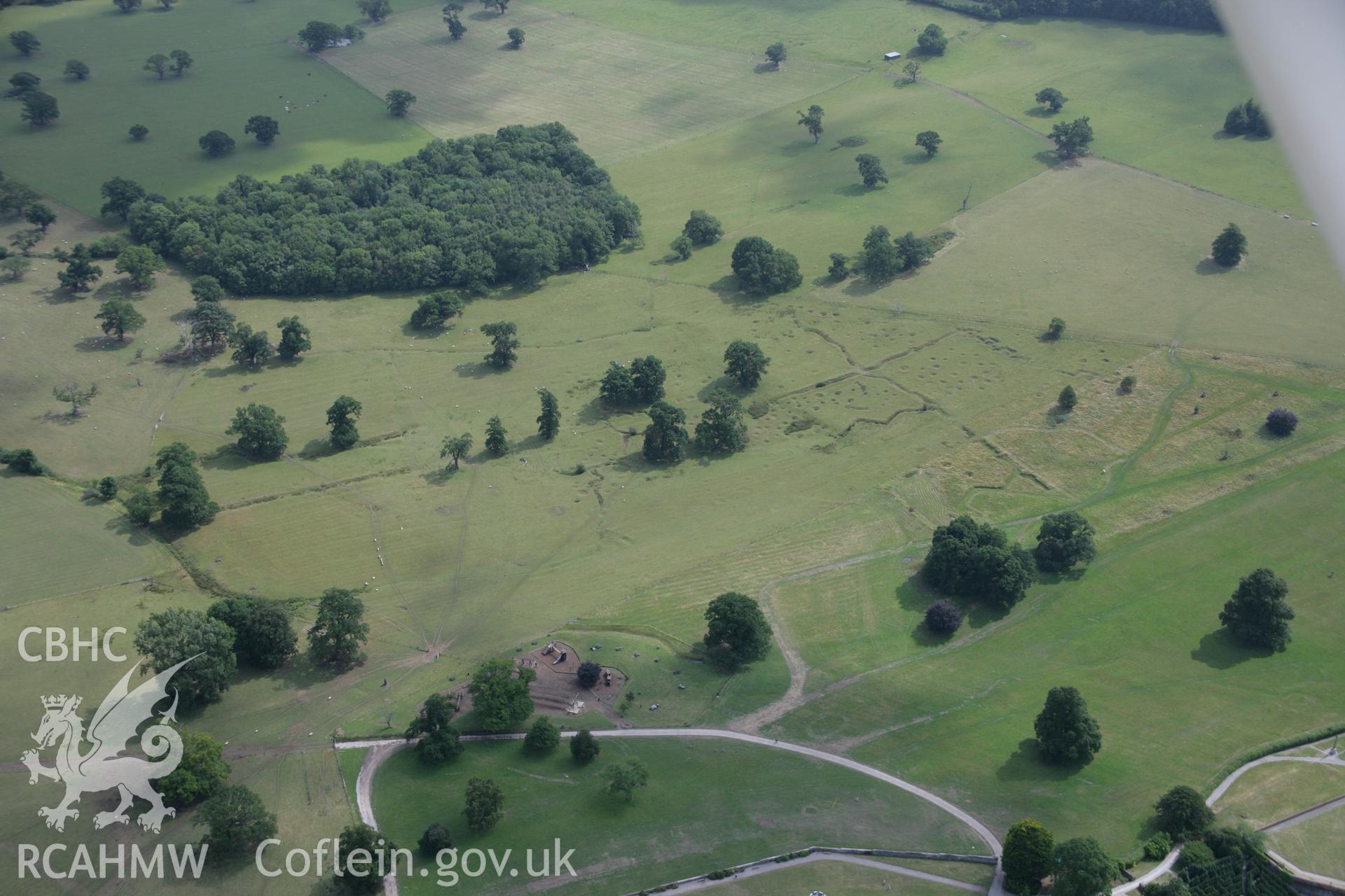 RCAHMW colour oblique aerial photograph of Bodelwyddan Park Army Practice Trenches. Taken on 14 August 2006 by Toby Driver.