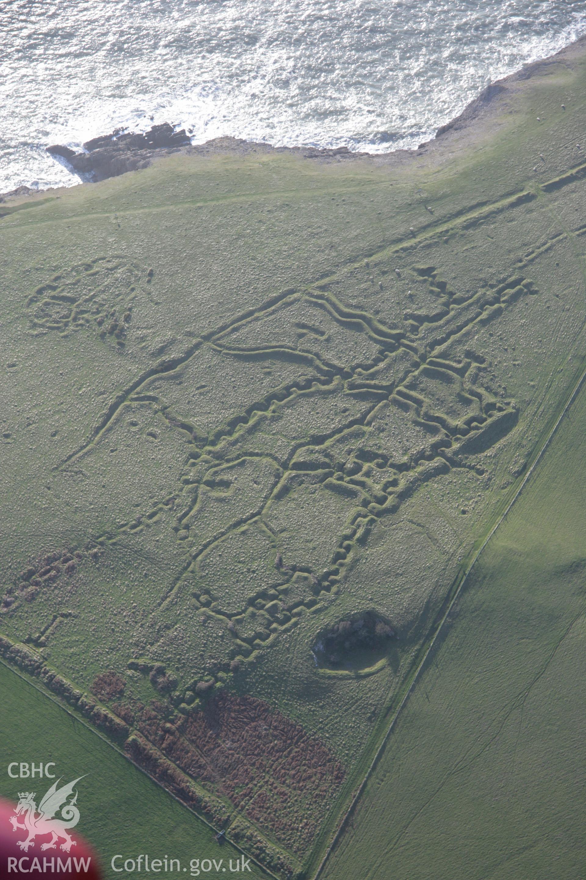 RCAHMW colour oblique aerial photograph of Penally First World War Practice Trenches, viewed from the north-east. Taken on 11 January 2006 by Toby Driver.