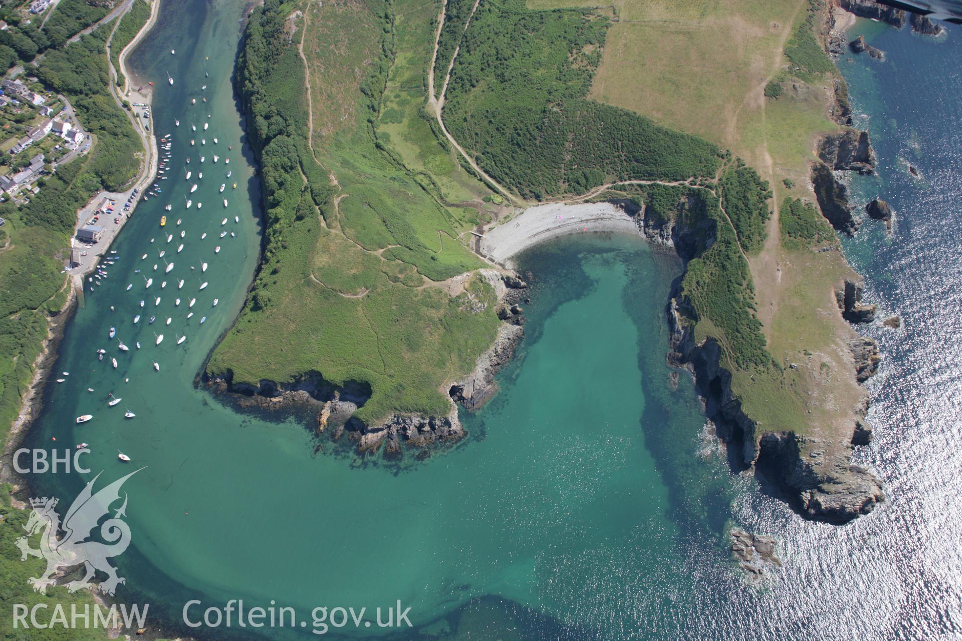 RCAHMW colour oblique aerial photograph of a promontory fort south of Solva Harbour. Taken on 14 July 2006 by Toby Driver.