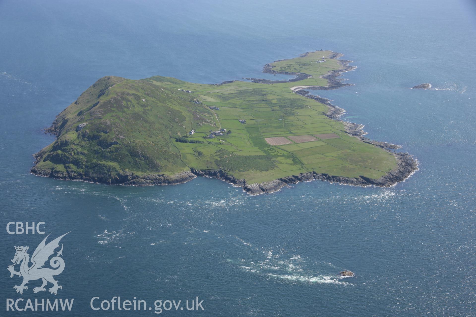 RCAHMW colour oblique aerial photograph of Bardsey Island (Ynys Enlli) from the north-west. Taken on 14 June 2006 by Toby Driver.