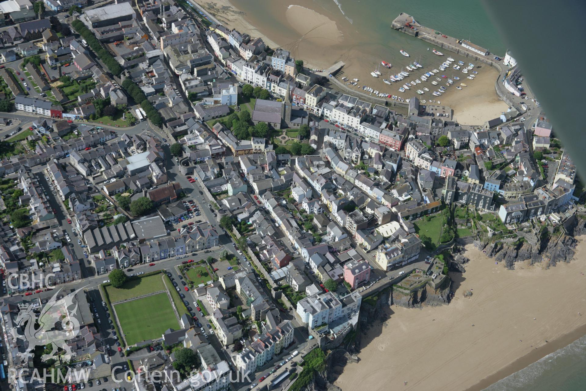RCAHMW colour oblique aerial photograph of Tenby. Taken on 11 July 2006 by Toby Driver.