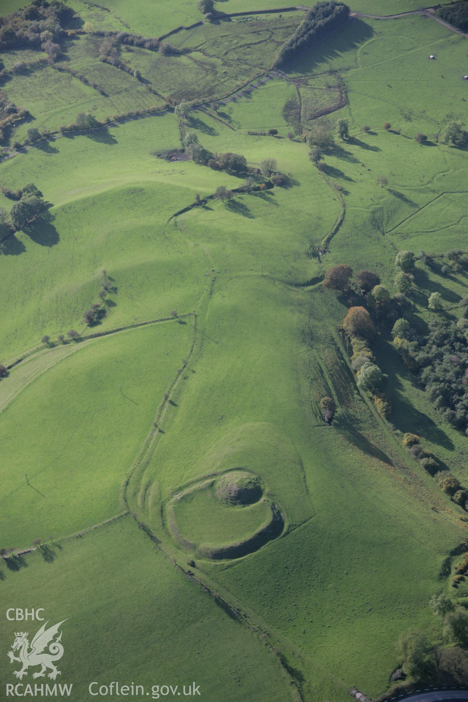 RCAHMW colour oblique aerial photograph of Castell Crugerydd from the east. Taken on 13 October 2005 by Toby Driver