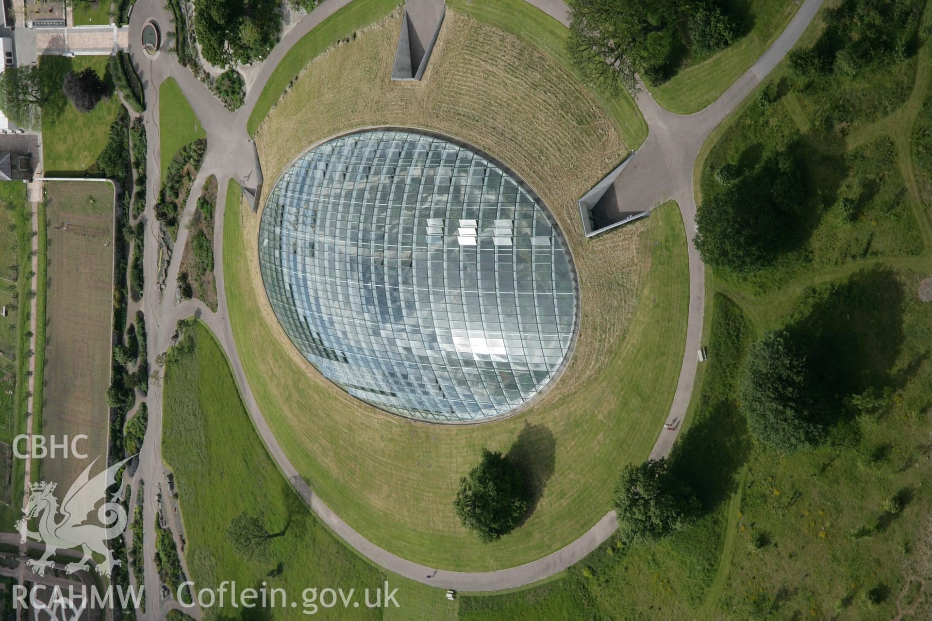 RCAHMW colour oblique aerial photograph of The Great Glasshouse, National Botanic Gardens of Wales, from the south-east. Taken on 09 June 2005 by Toby Driver