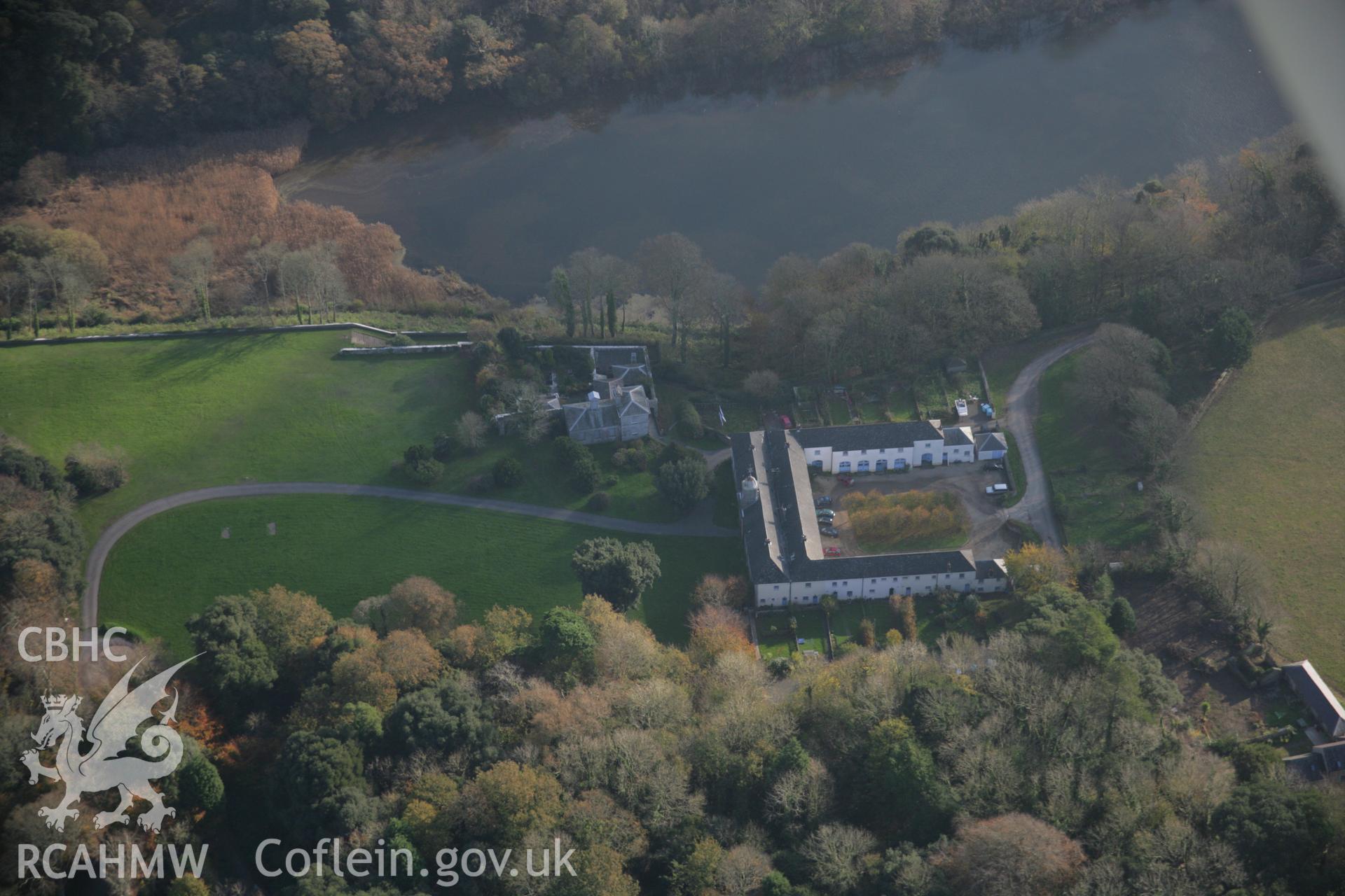 RCAHMW colour oblique aerial photograph of Stackpole Court from the west. Taken on 19 November 2005 by Toby Driver