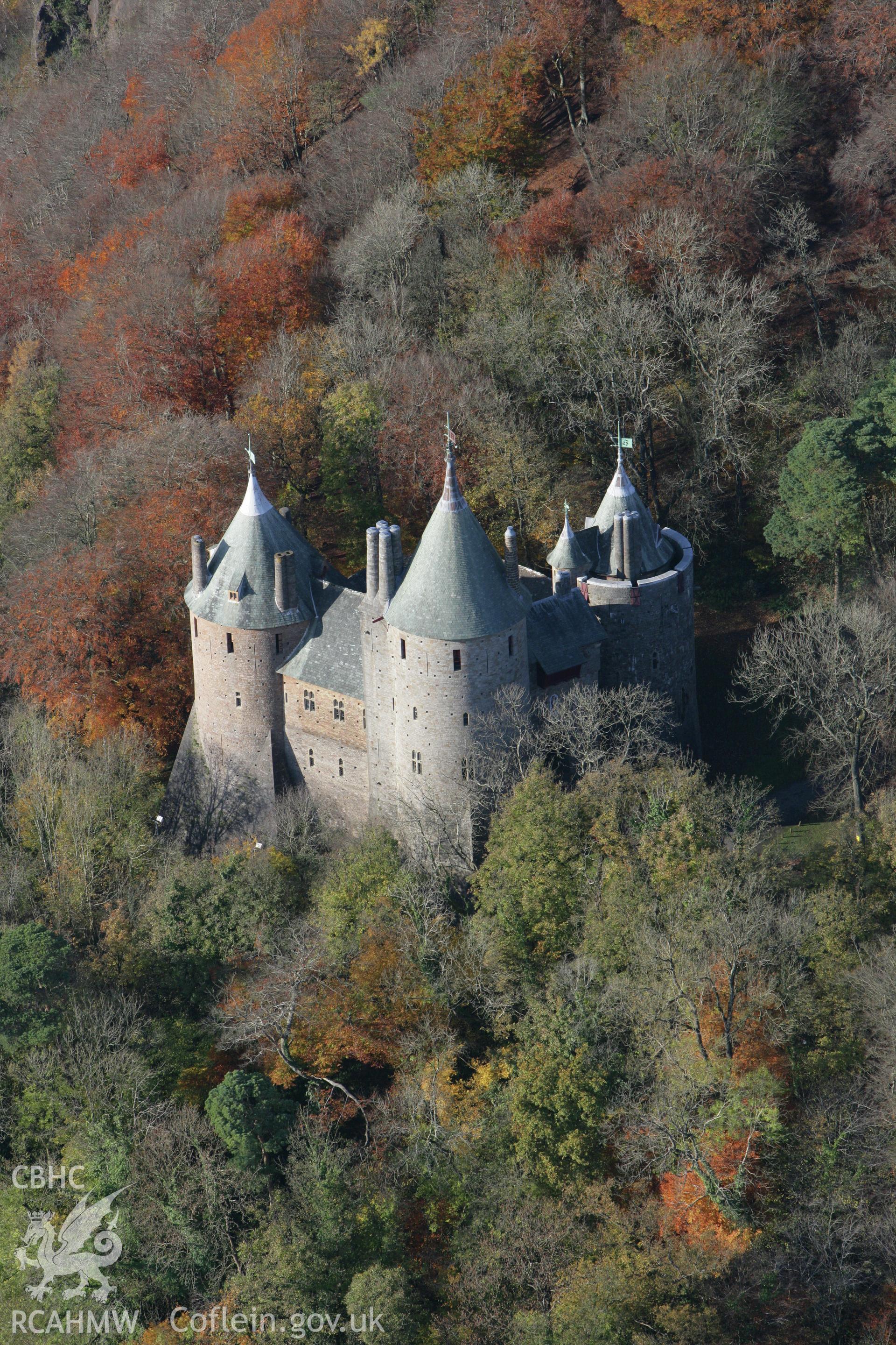 RCAHMW colour oblique photograph of Castell Coch, Tongwynlais. Taken by Toby Driver on 12/11/2008.