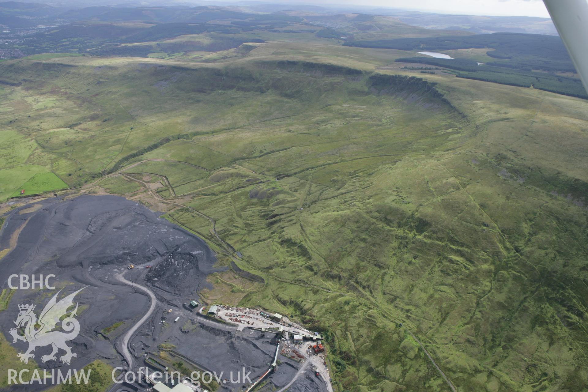 RCAHMW colour oblique photograph of Tower Drift Mine, Hirwaun, looking south over Hirwaun Common. Taken by Toby Driver on 12/09/2008.