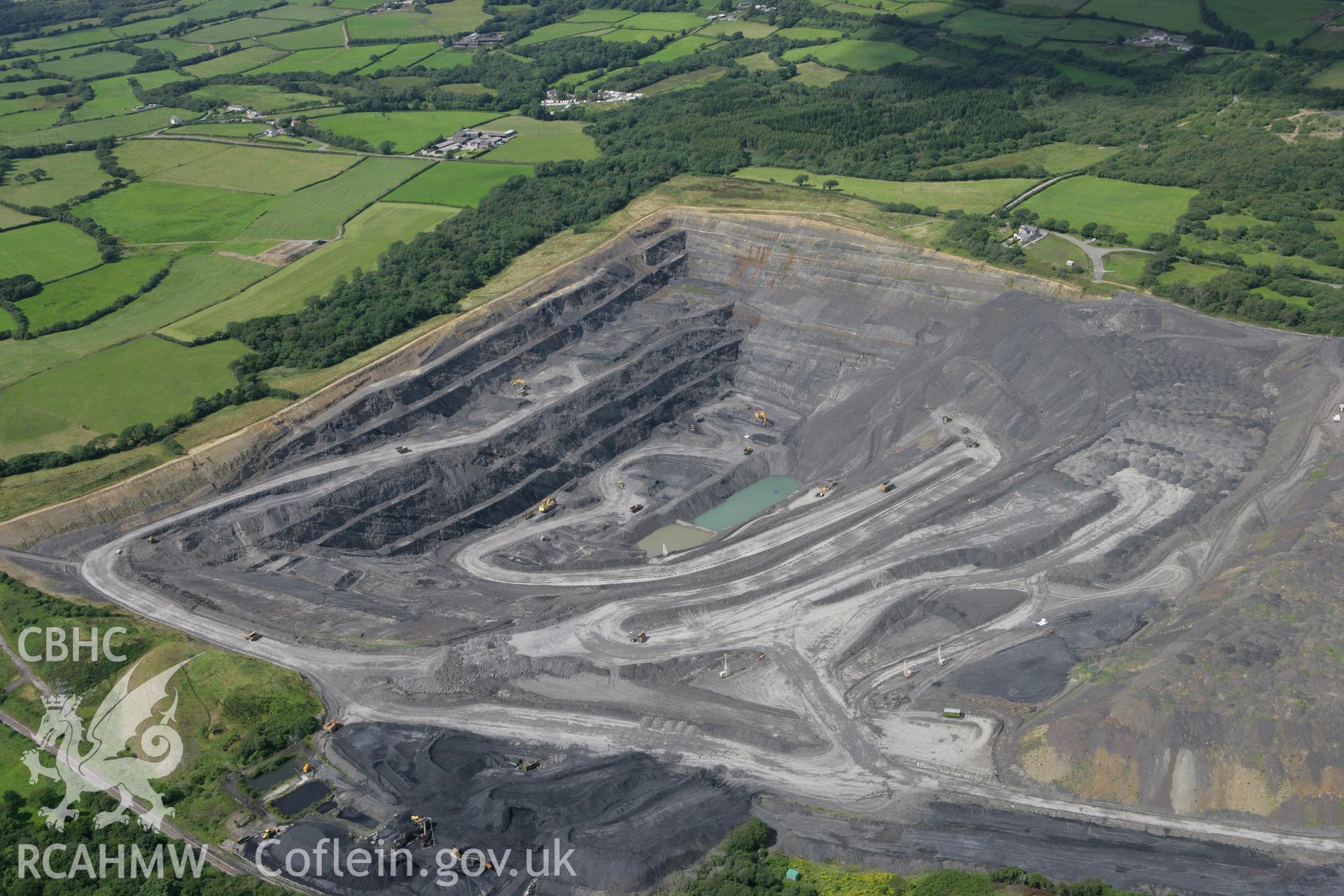 RCAHMW colour oblique aerial photograph showing Margam Open Cast Mine, Cefn Cribwr Taken on 30 July 2007 by Toby Driver